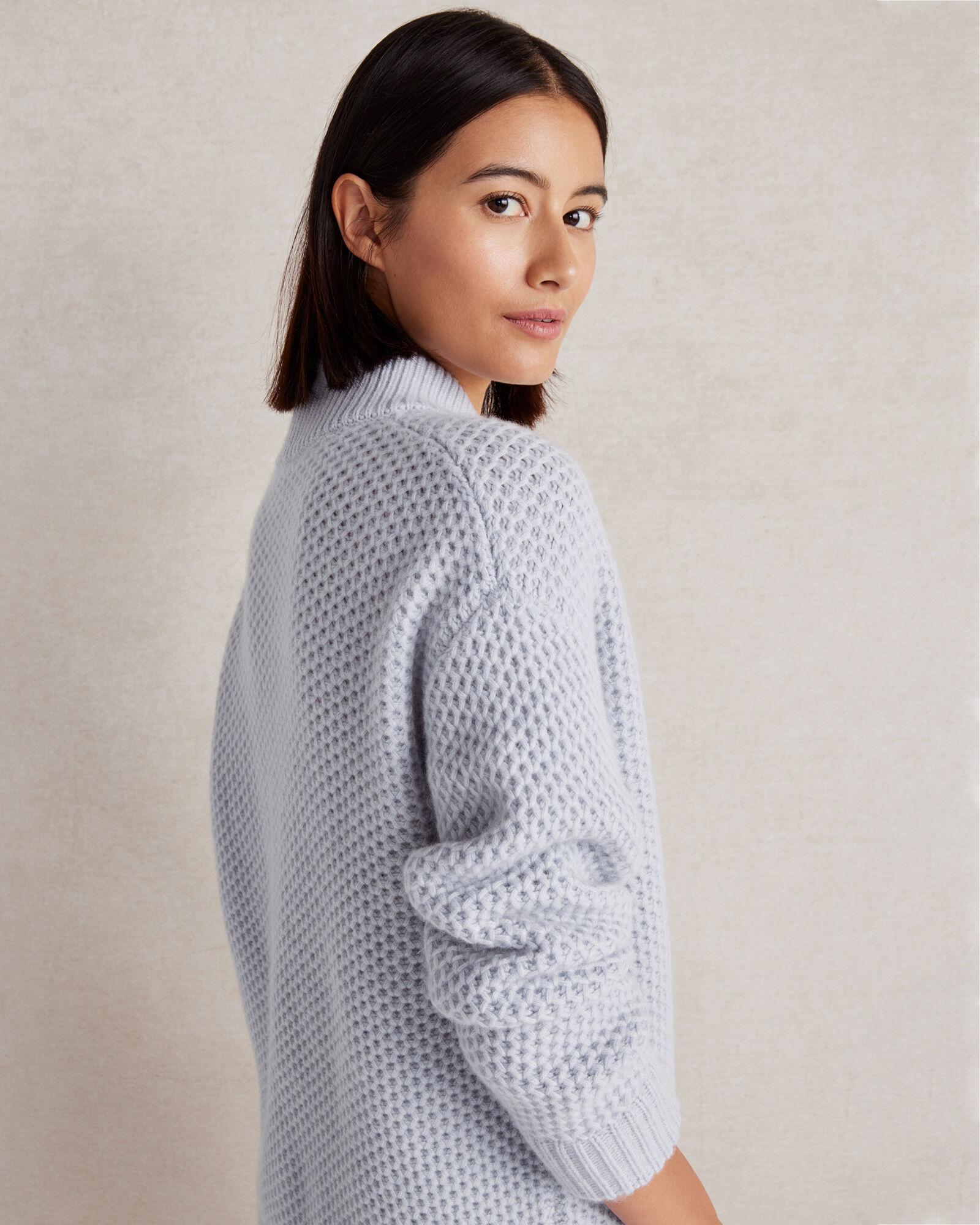 Cashmere Honeycomb Shawl Collar Sweater