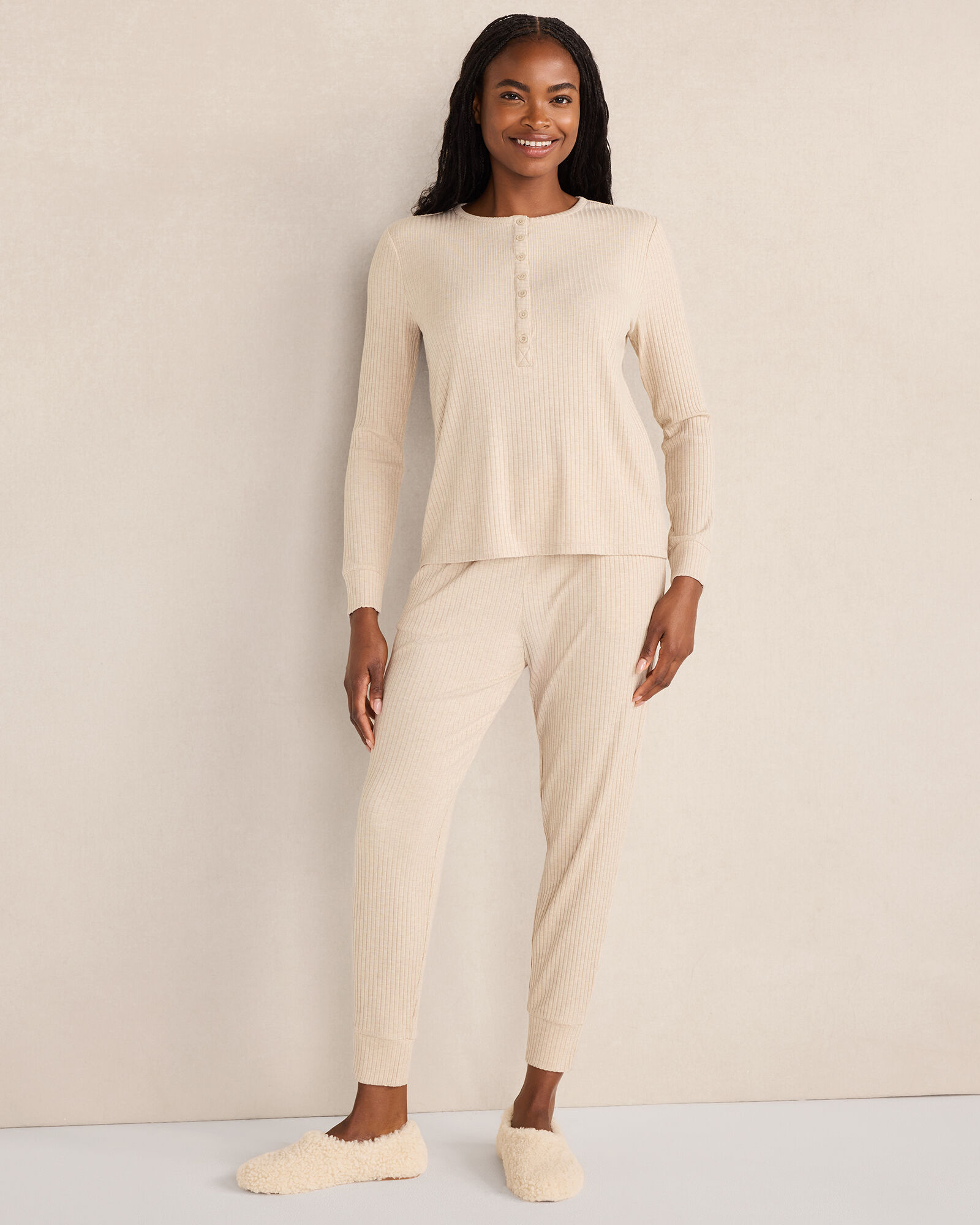 Resti Drapey Rib Knit Henley