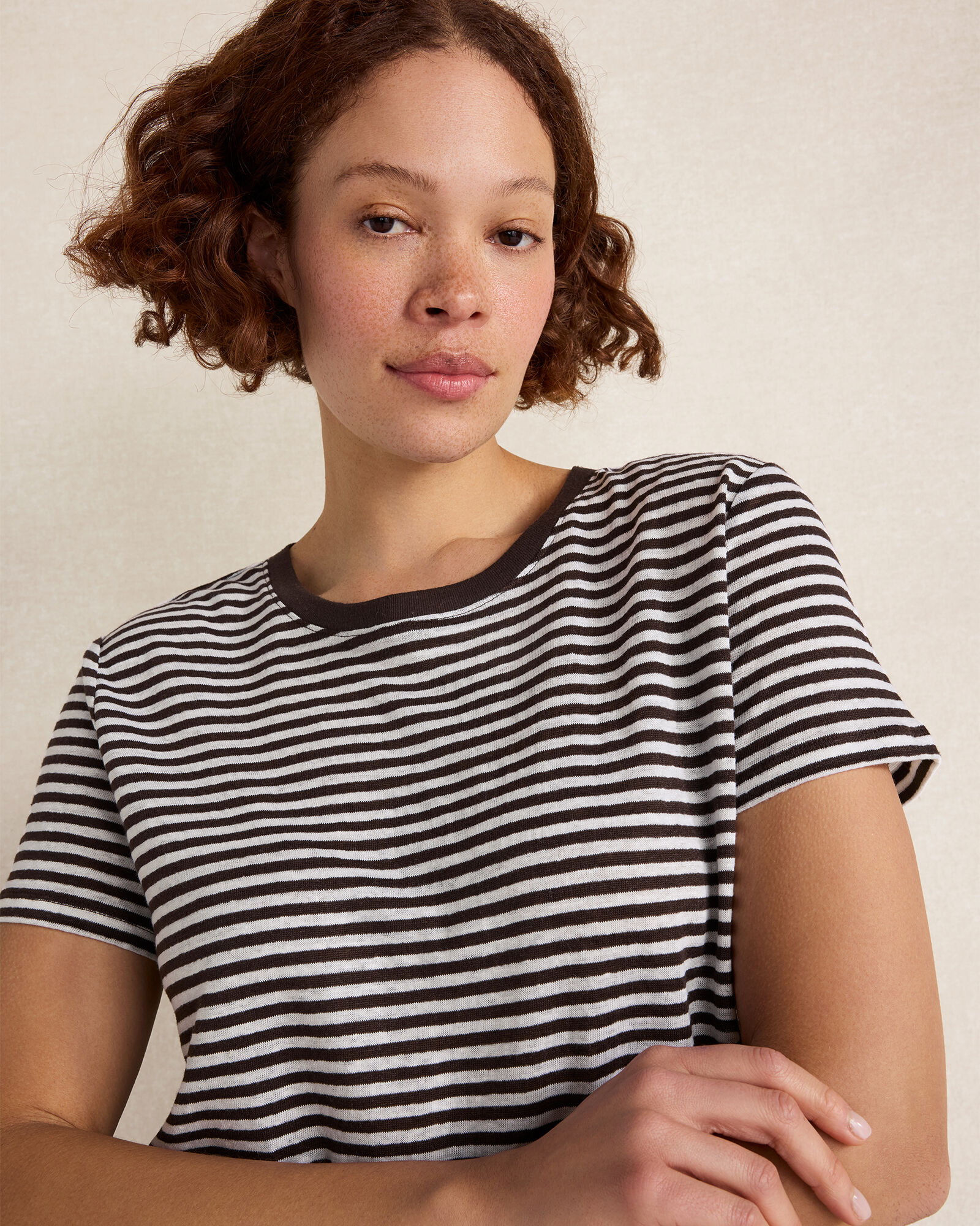 Linen Striped Short Sleeve Tee