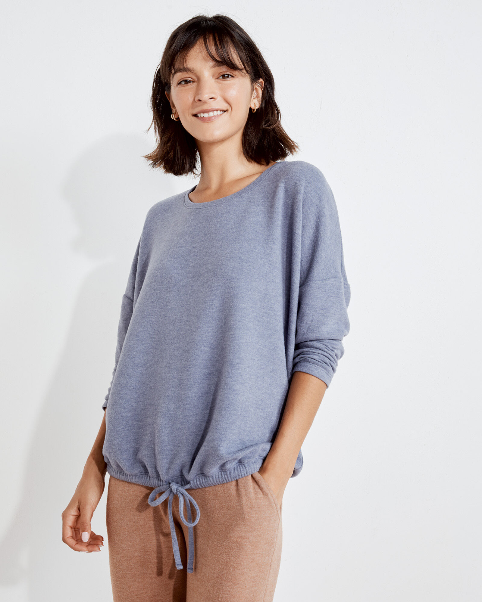 Brushed Jersey Tie Front Pullover Haven Well Within