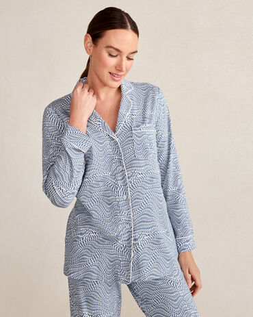 Organic Cotton Jersey Tiny Leaves Pajama Shirt