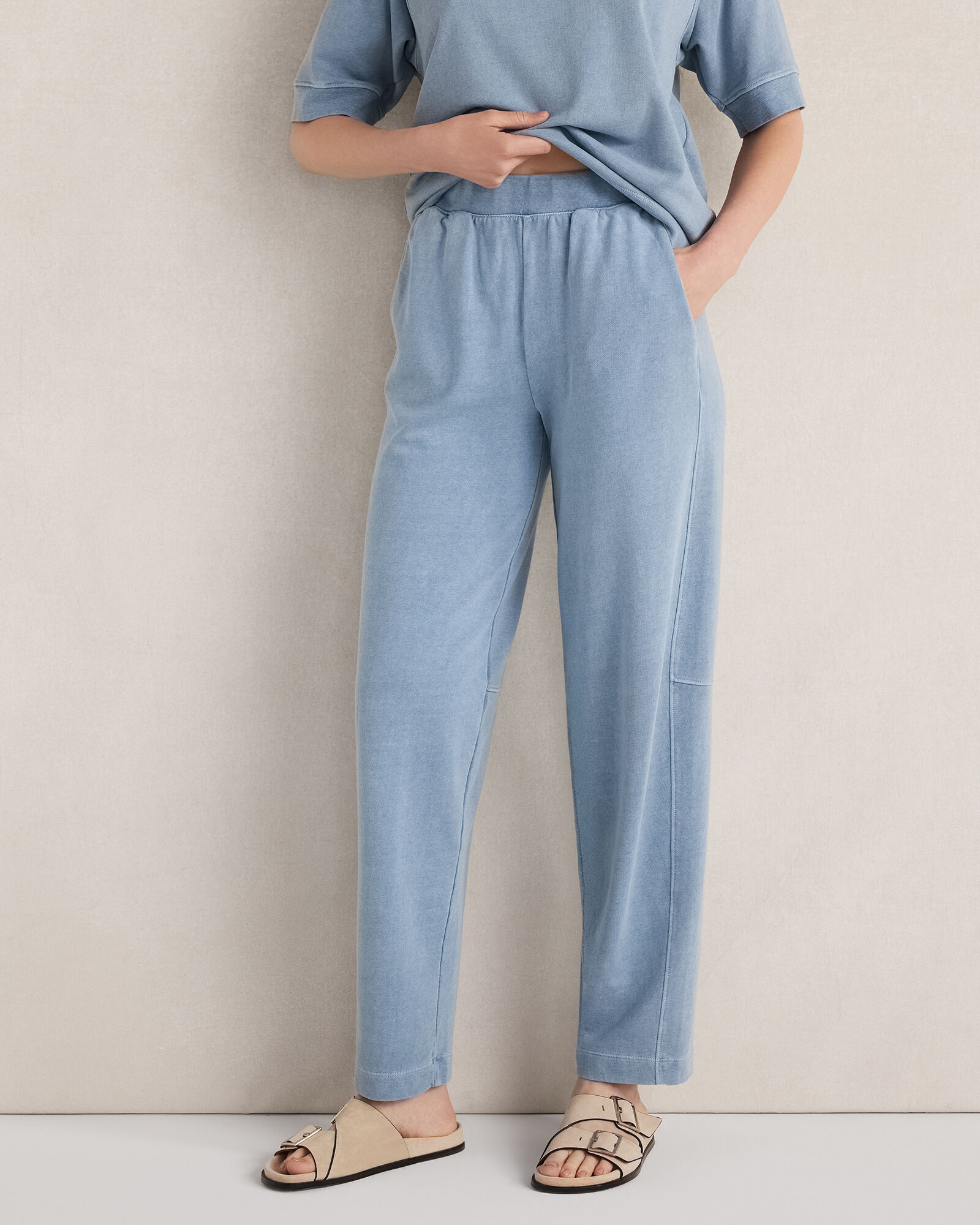 Organic Cotton Terry Barrel Leg Pants