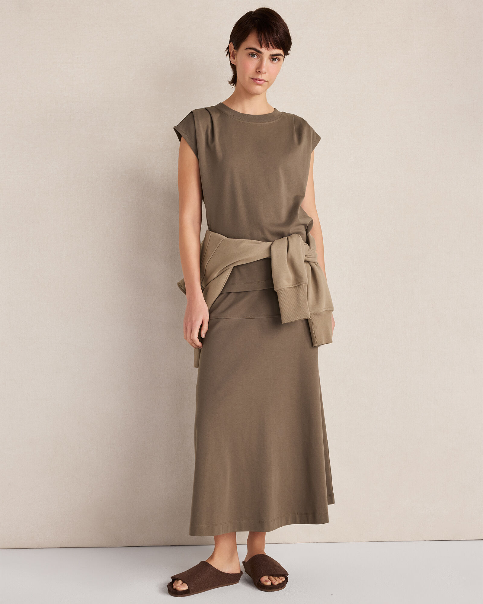 Organic Cotton Interlock Midi Skirt