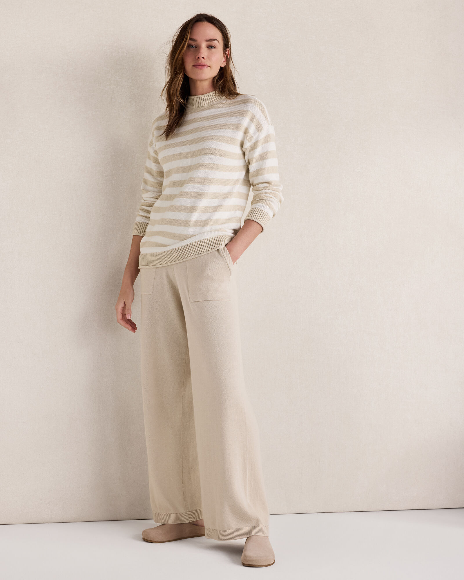 Organic Cotton Knit Wide Leg Pants