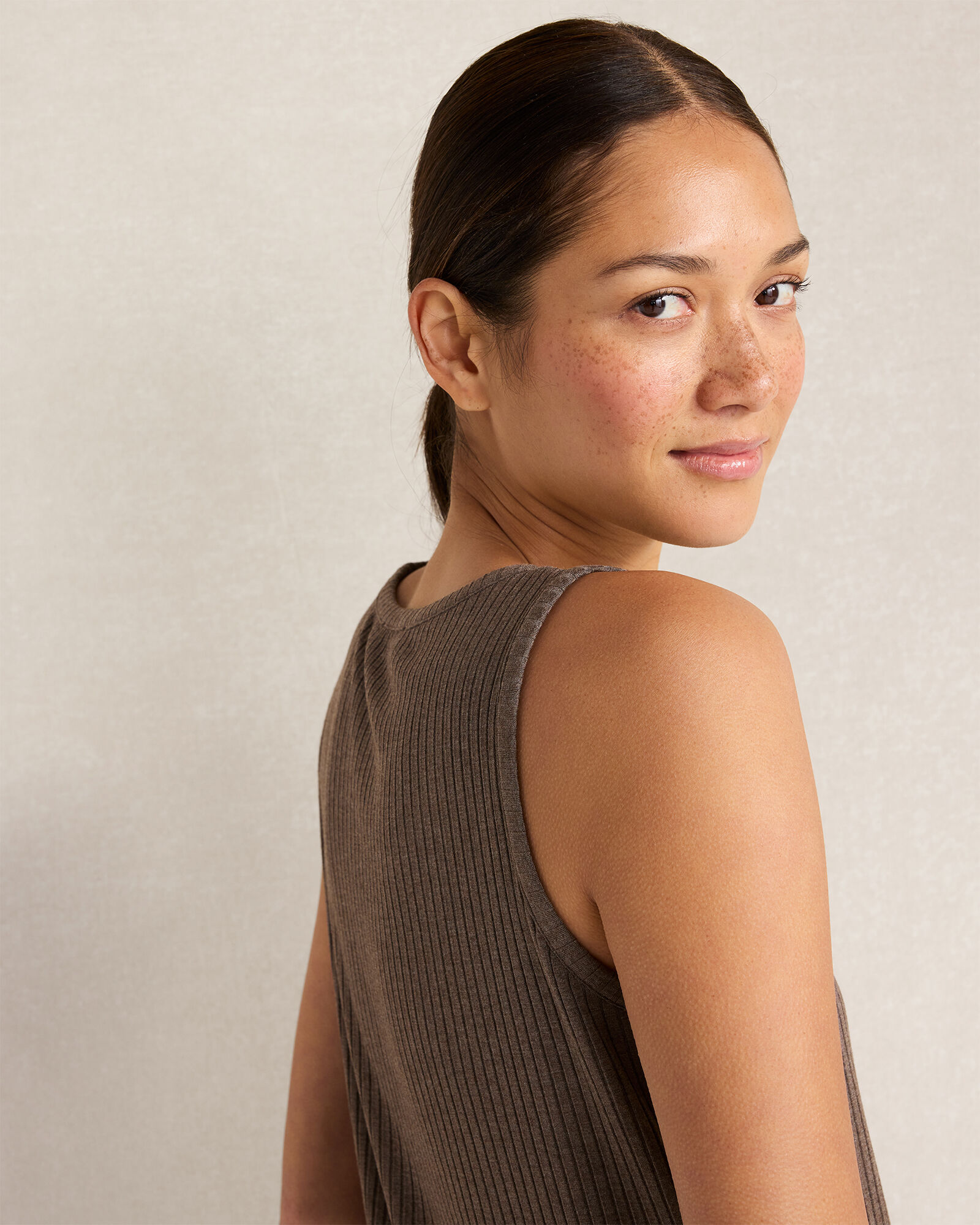 Resti Drapey Rib Knit Scoop Neck Tank