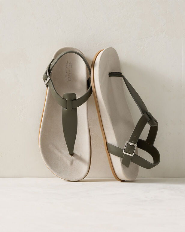 Leather and Suede Thong Sandal