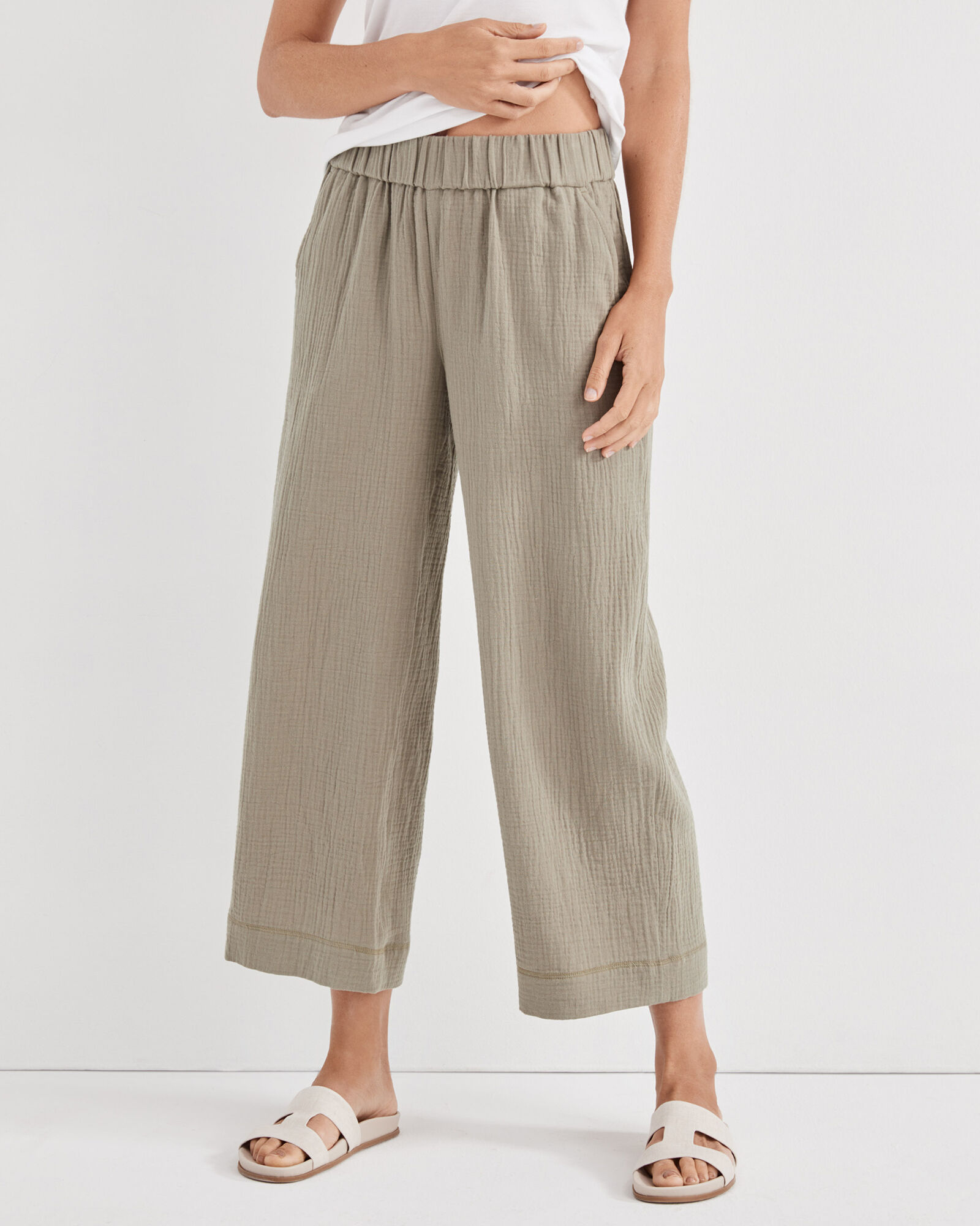Wide leg gauze pants top