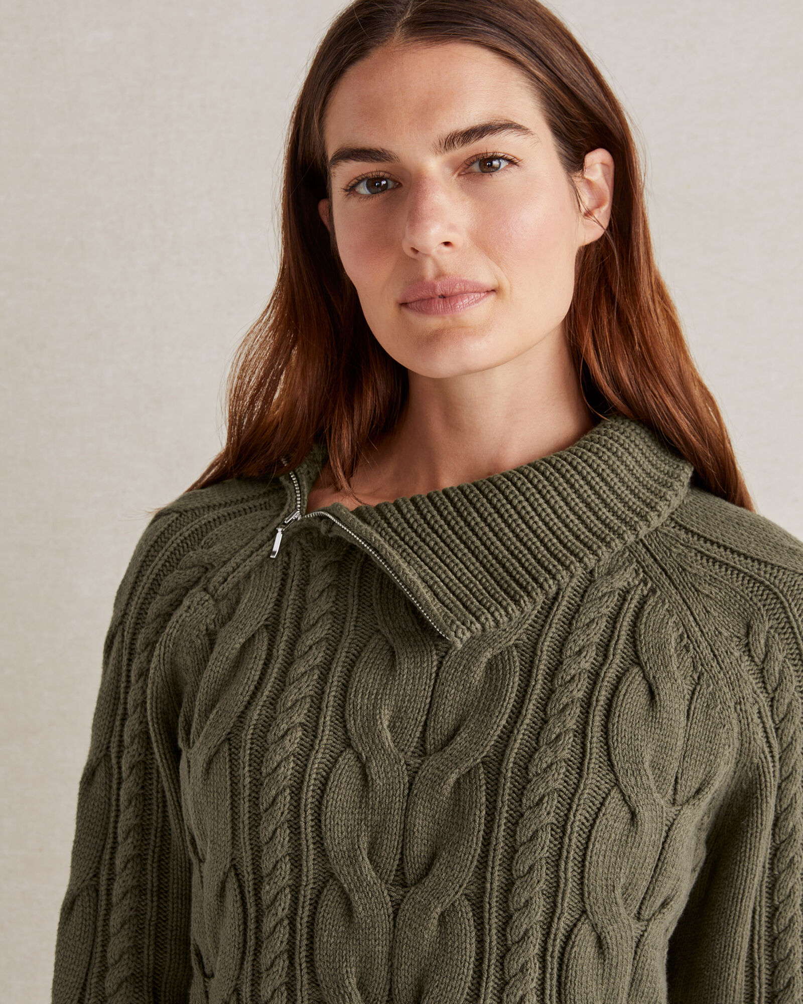 Side Zip Cable Knit Sweater