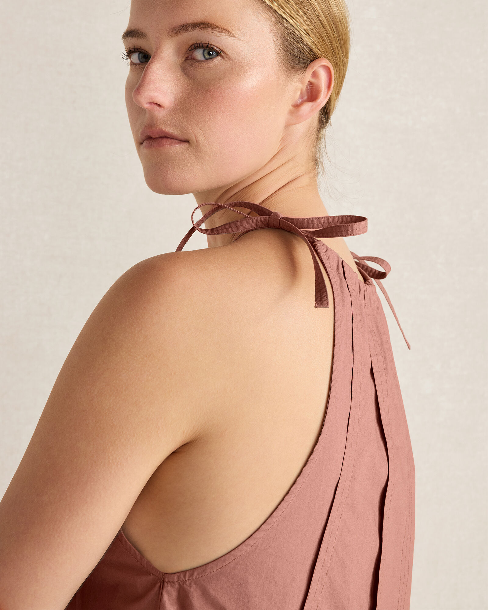 Organic Cotton Poplin High Neck Top