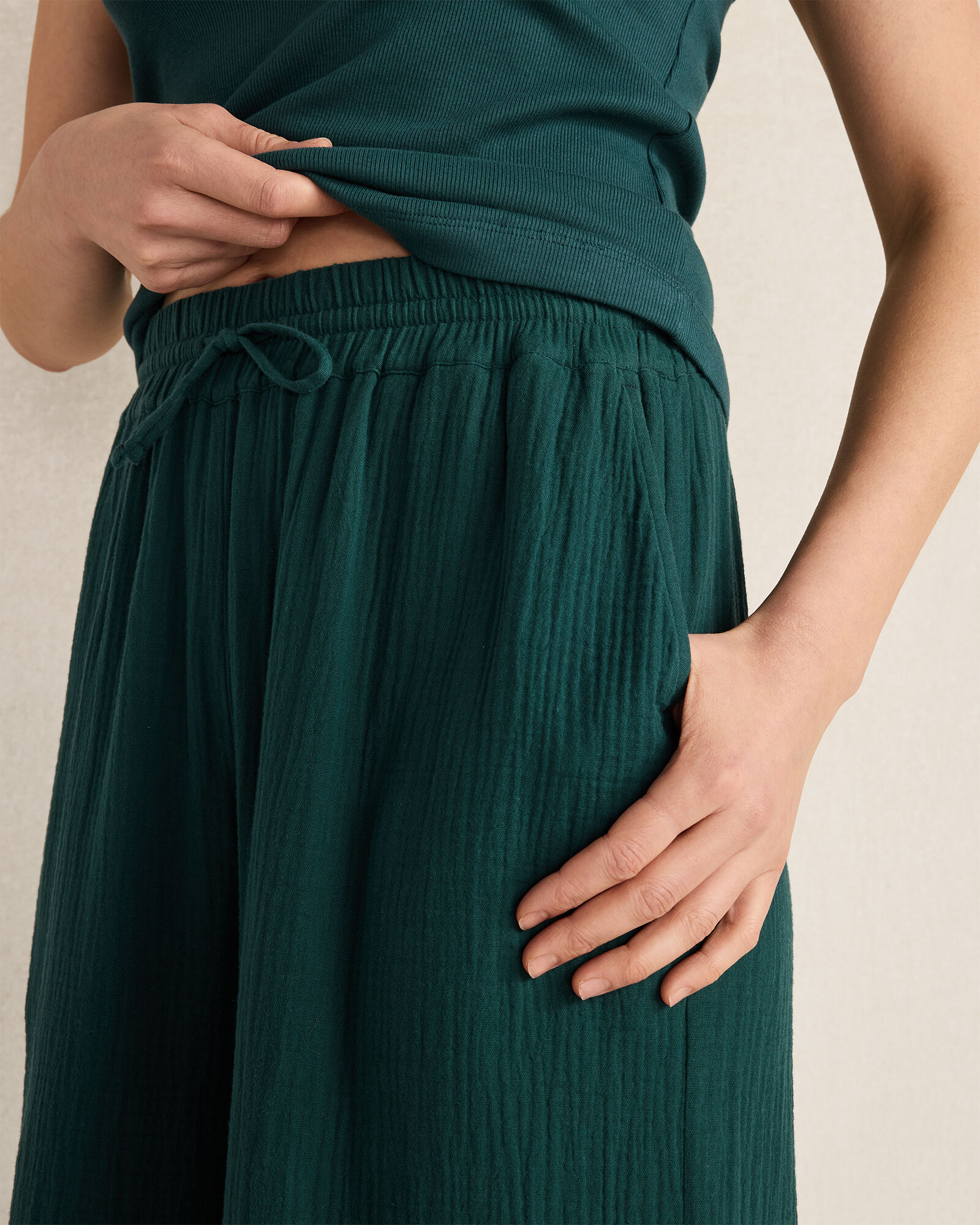 Organic Cotton Gauze Drawstring Pants