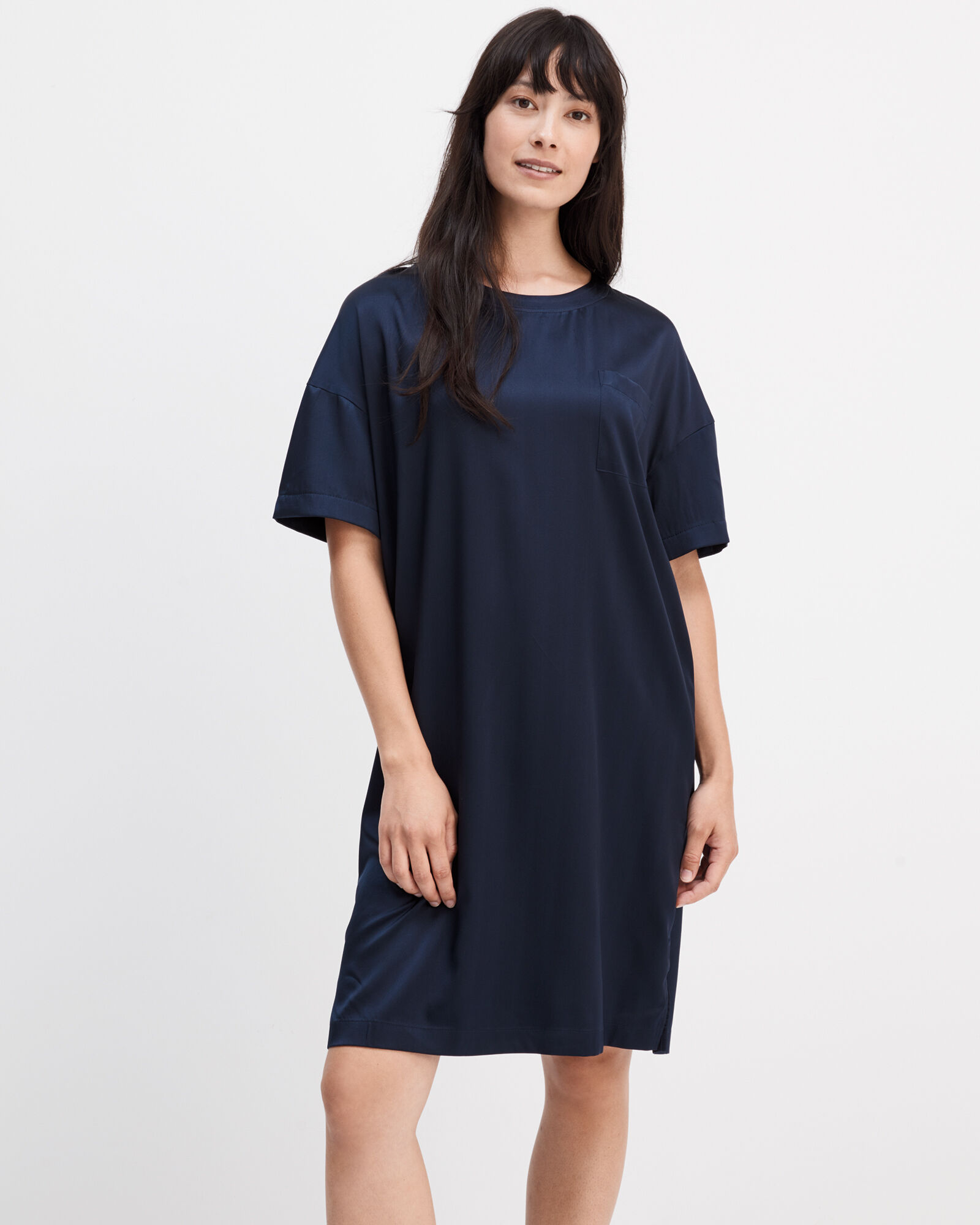 Silk dress over t top shirt