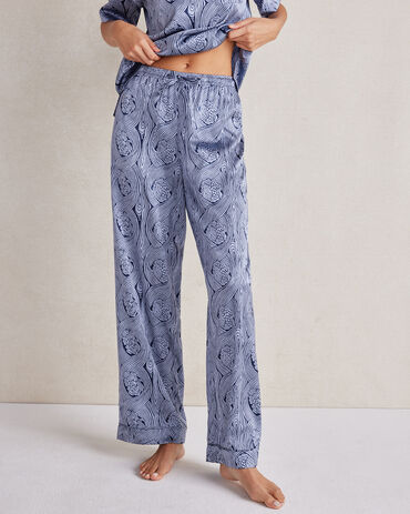 Washable Silk Deco Floral Pajama Pants