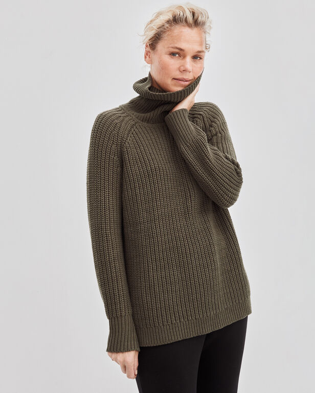 Shaker Knit Funnel Neck Sweater