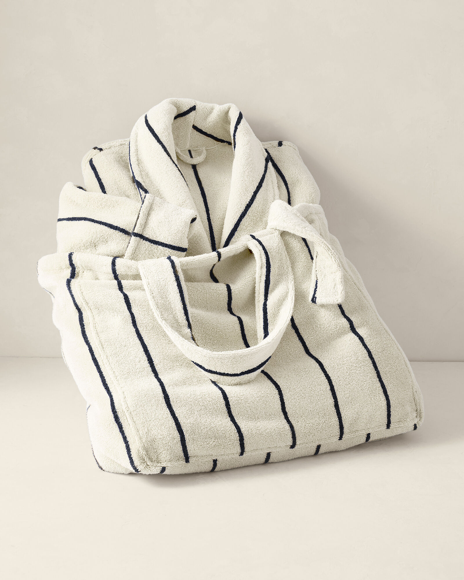 Plush Terry Striped Robe + Tote Set