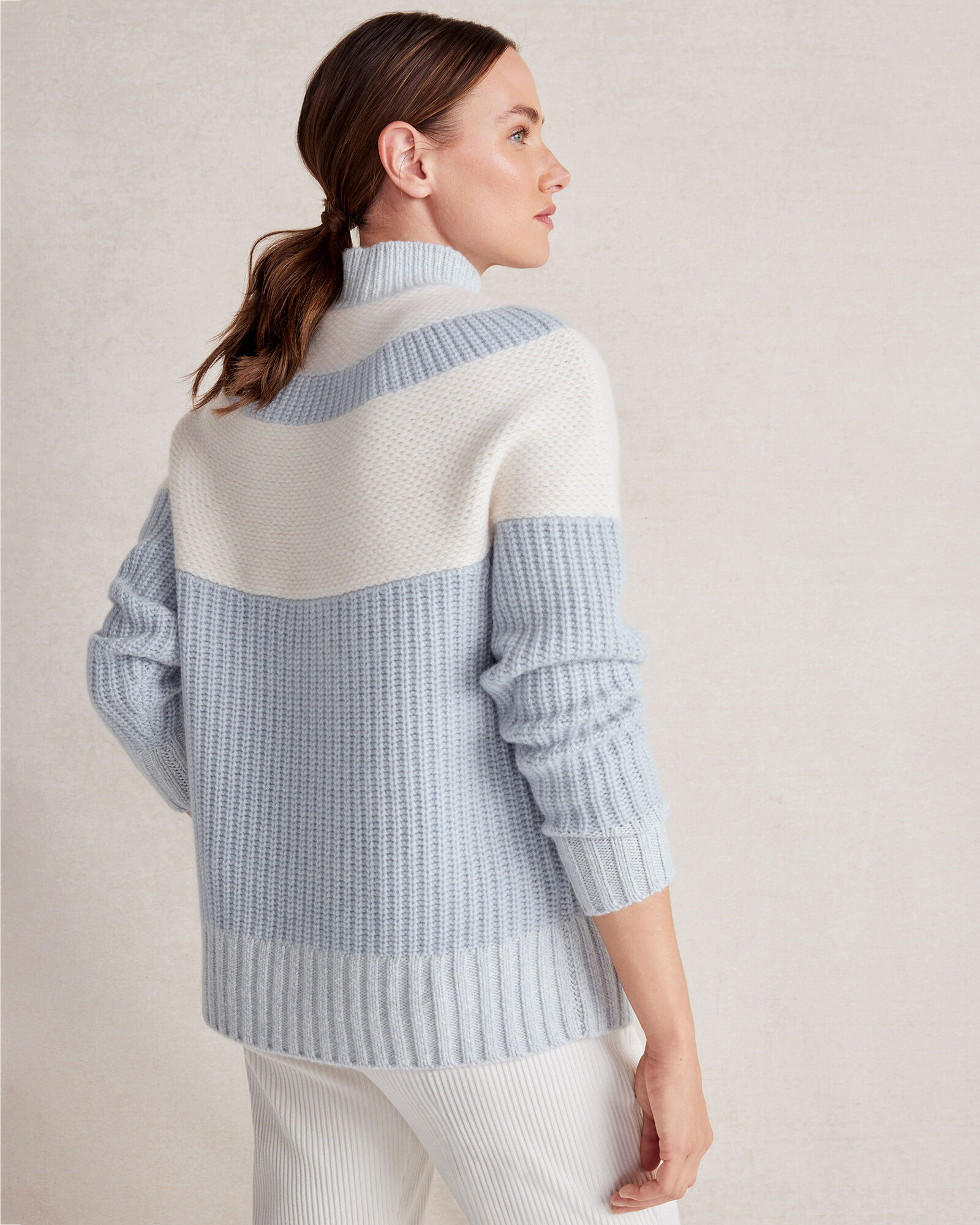Cashmere Colorblock Yoke Sweater