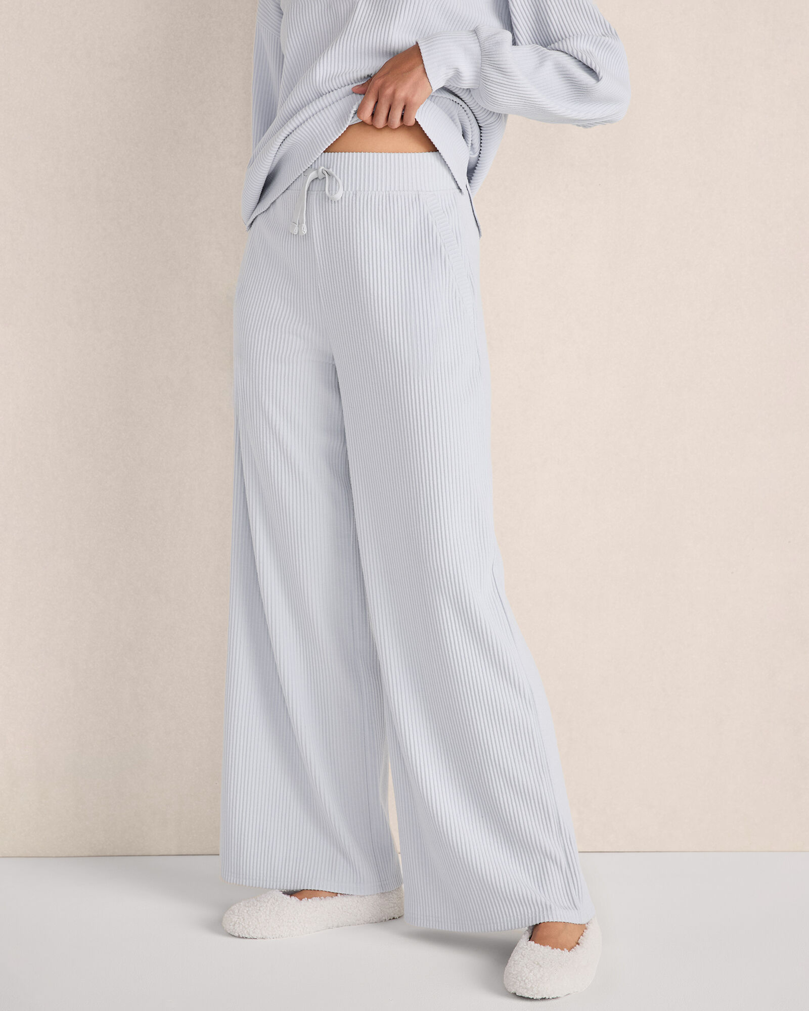 Ottoman Rib Wide Leg Pants
