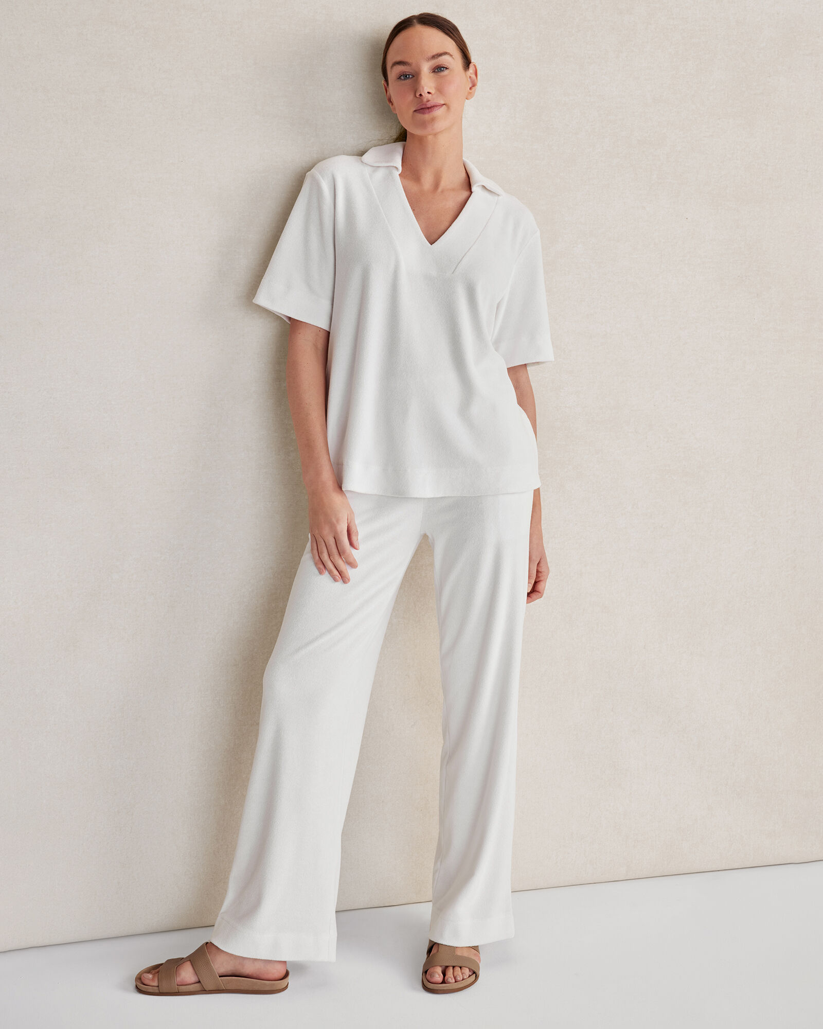 Terry Cloth Straight Leg Pants