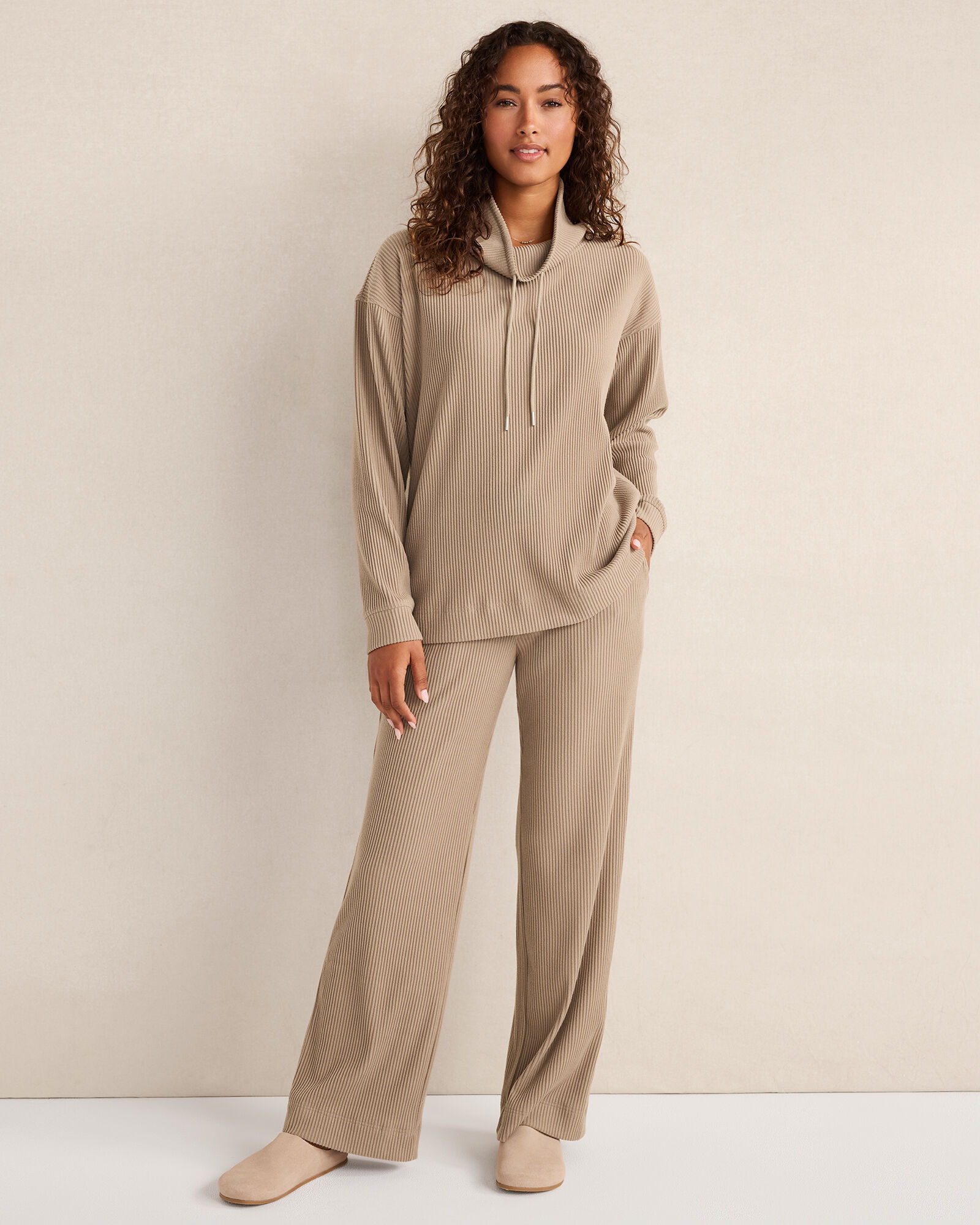 Ottoman Rib Straight Leg Pants