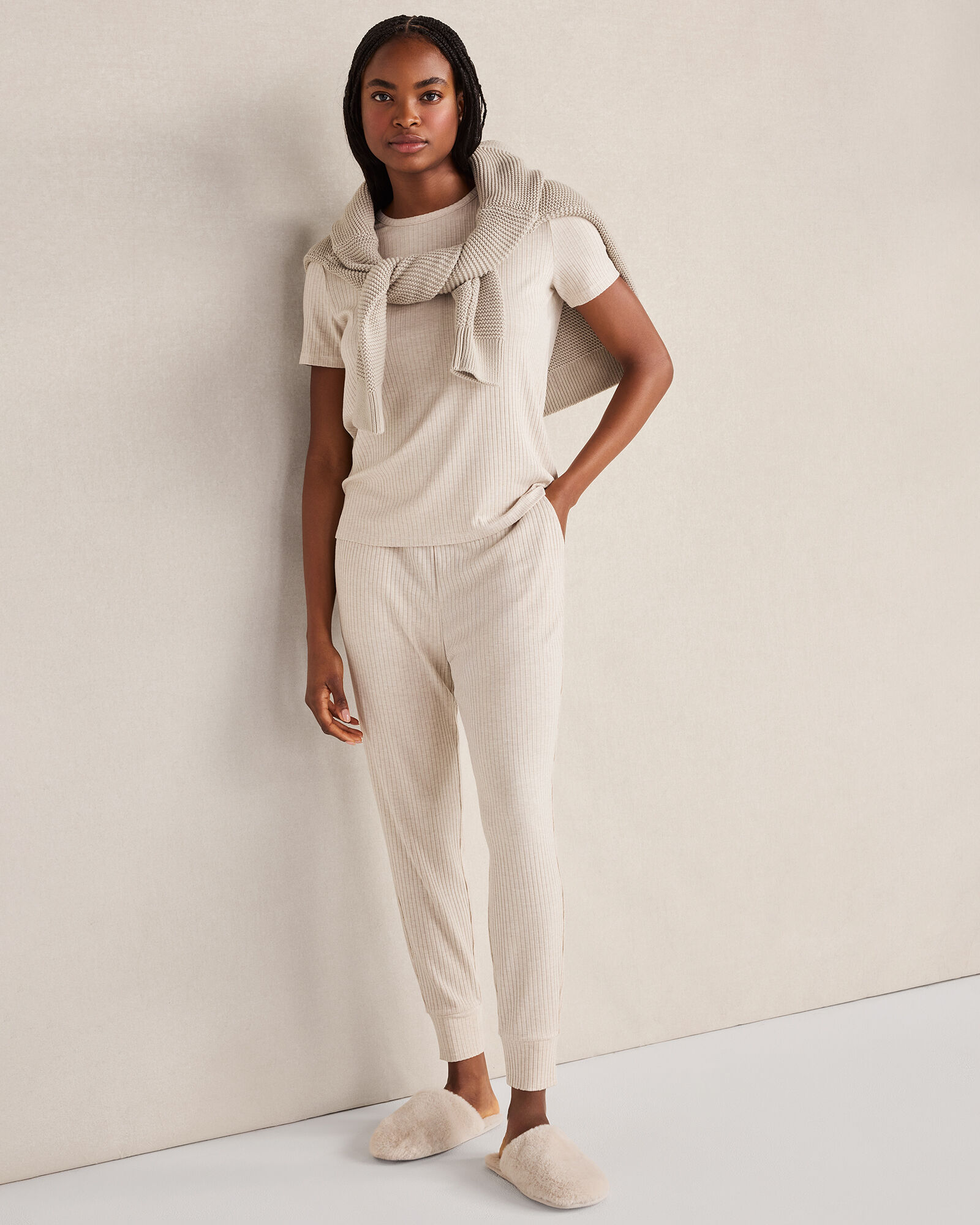 Resti Drapey Rib Knit Short Sleeve Top