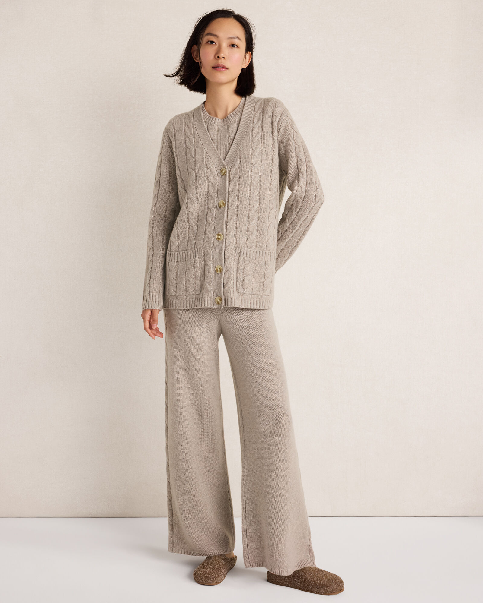 Cashmere Cable Knit Pants