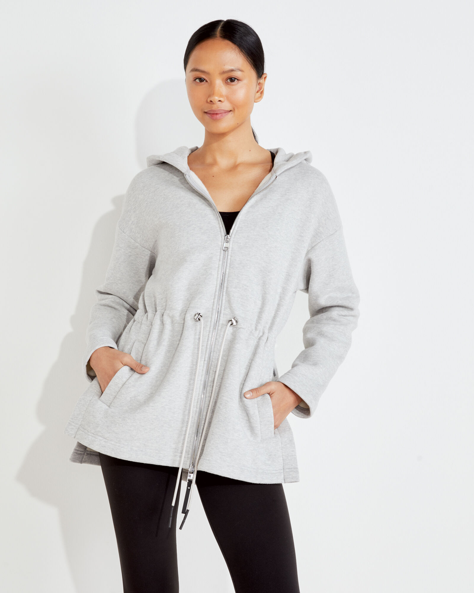 Hooded drawstring jacket clearance