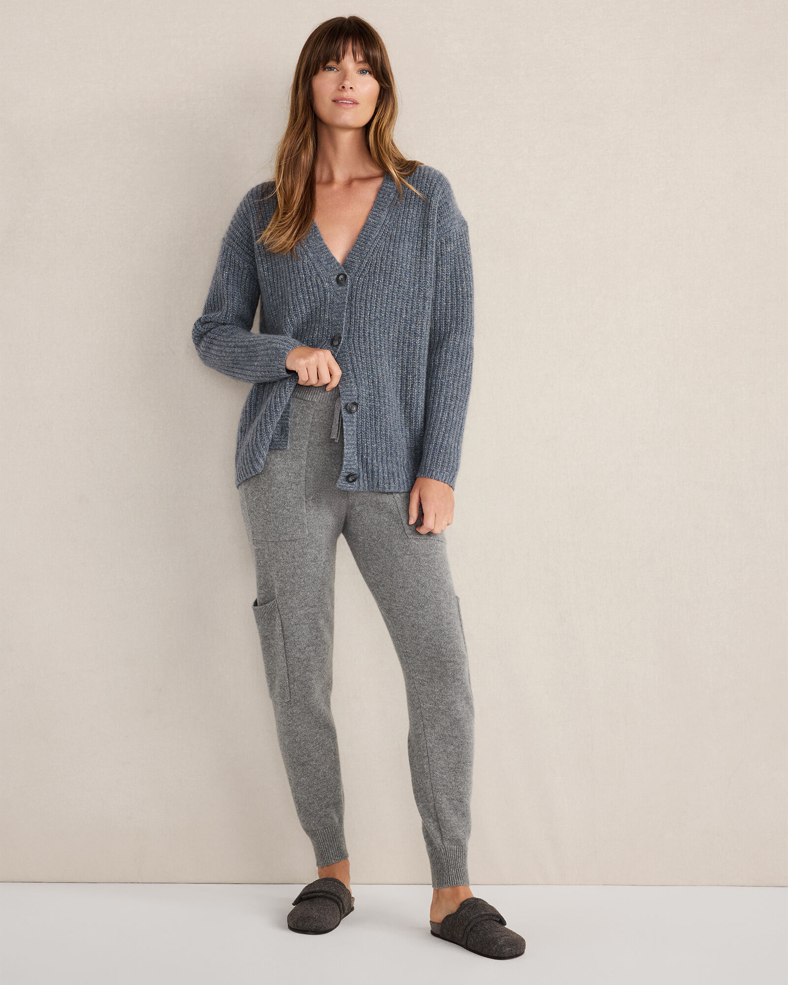 Marled Cashmere Shaker Stitch Cardigan