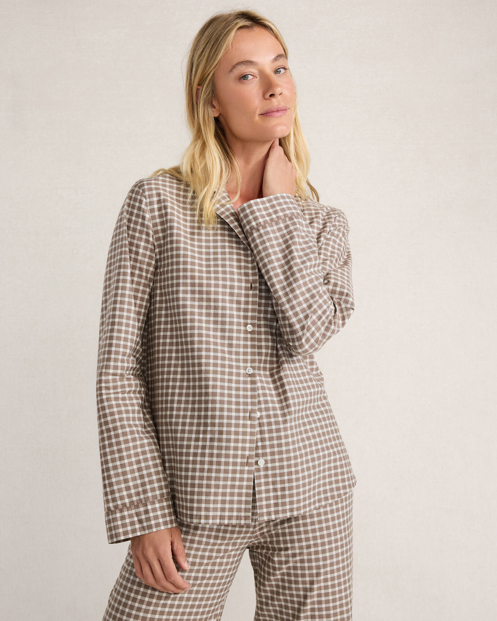 Organic Cotton Poplin Plaid Pajama Top
