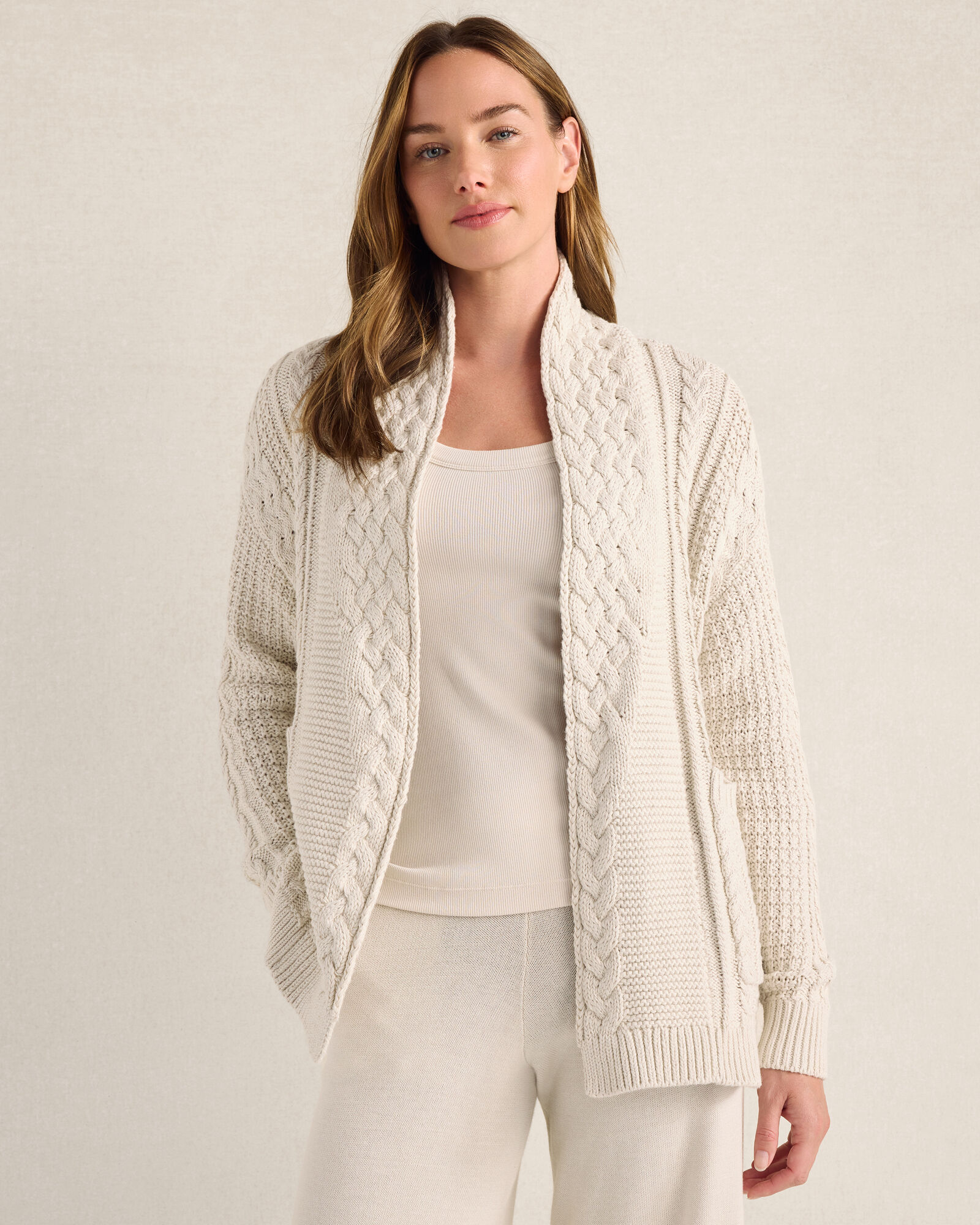 Organic Cotton Mixed Stitch Cardigan