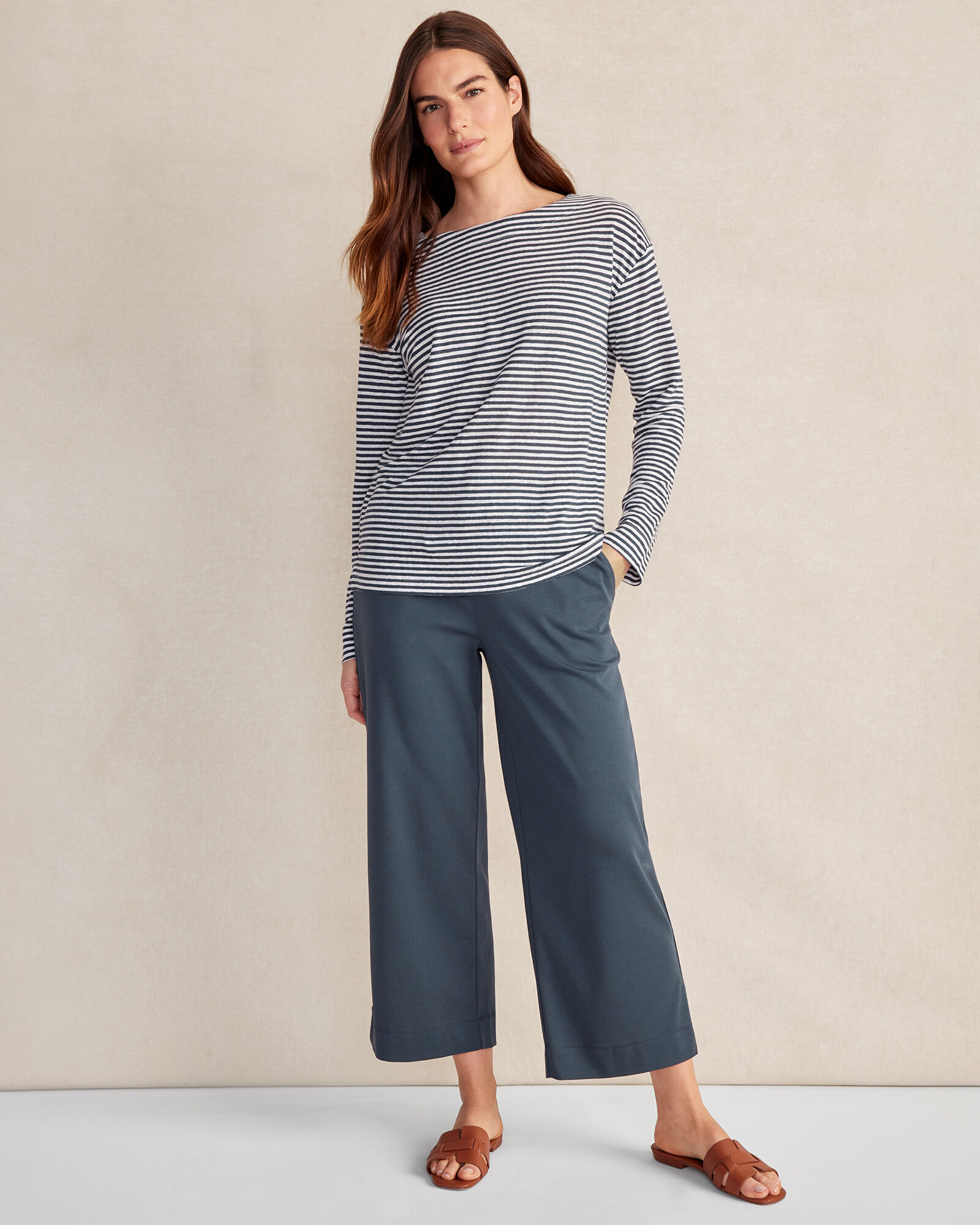 Organic Cotton Interlock Wide Leg Pants