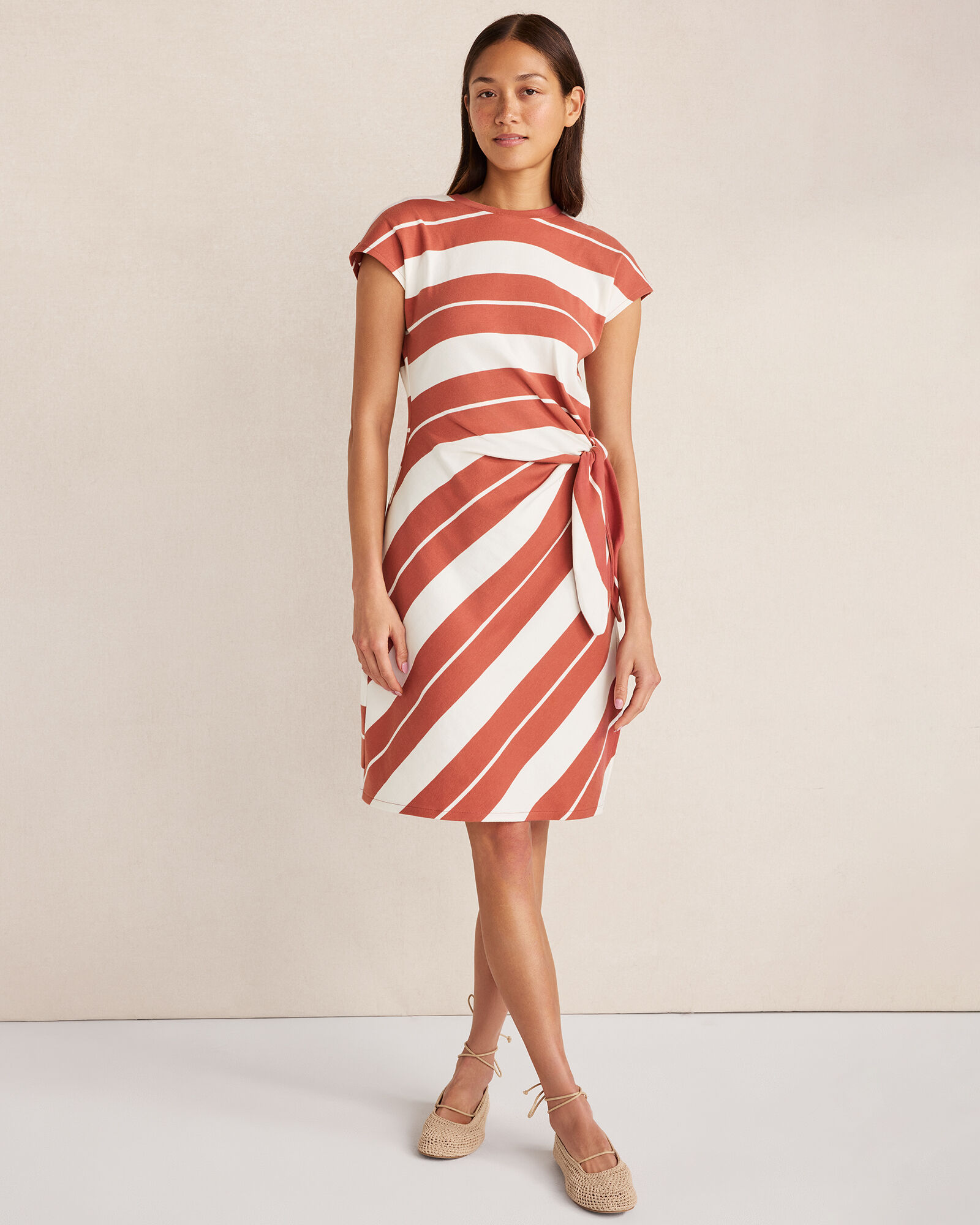 Organic Cotton Interlock Stripe Mini Knot Dress