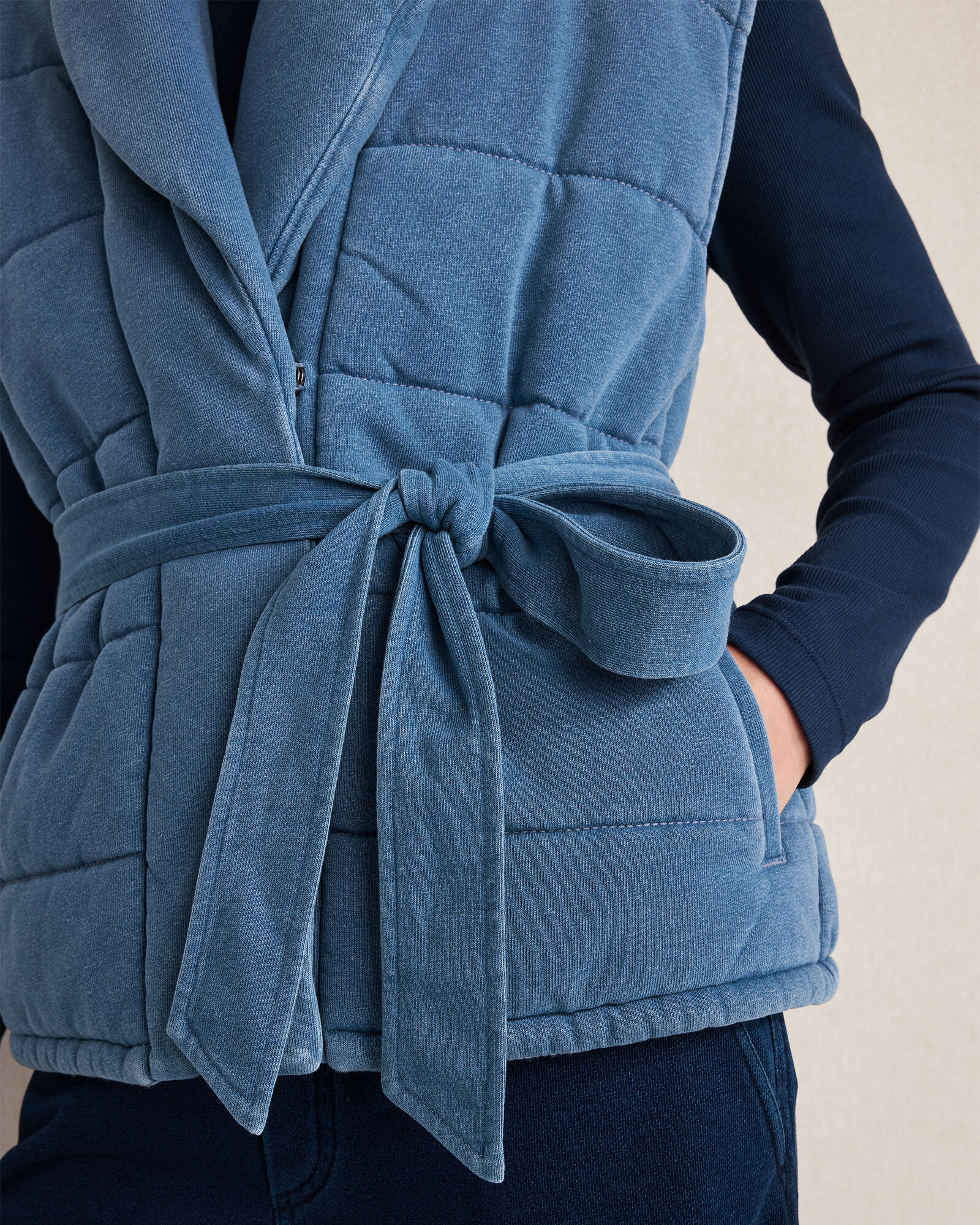 Indigo Cotton Terry Quilted Vest