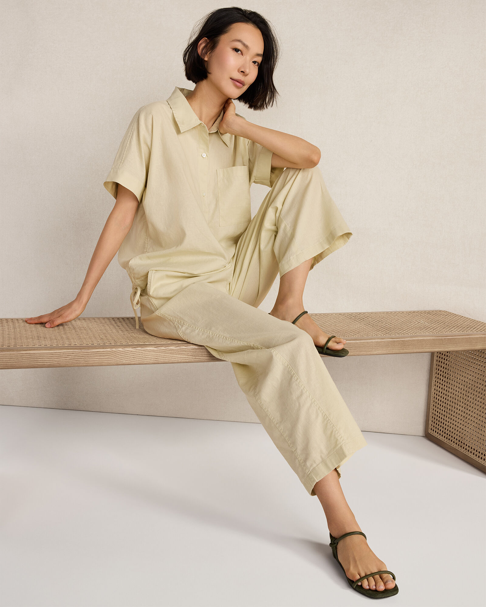 Organic Cotton Linen Barrel Leg Pants