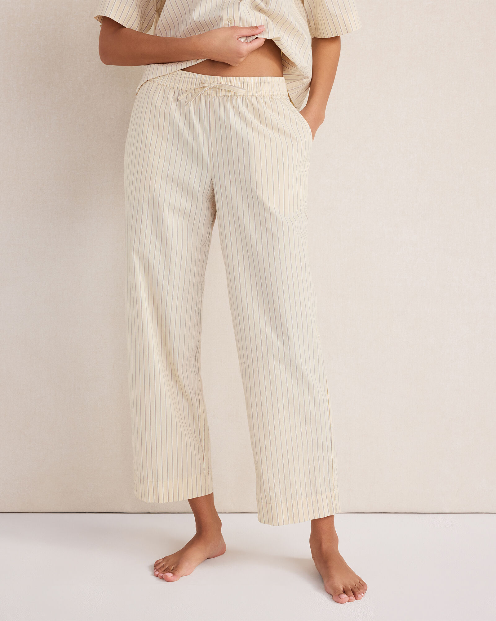 Organic Cotton Poplin Stripe Pajama Pants