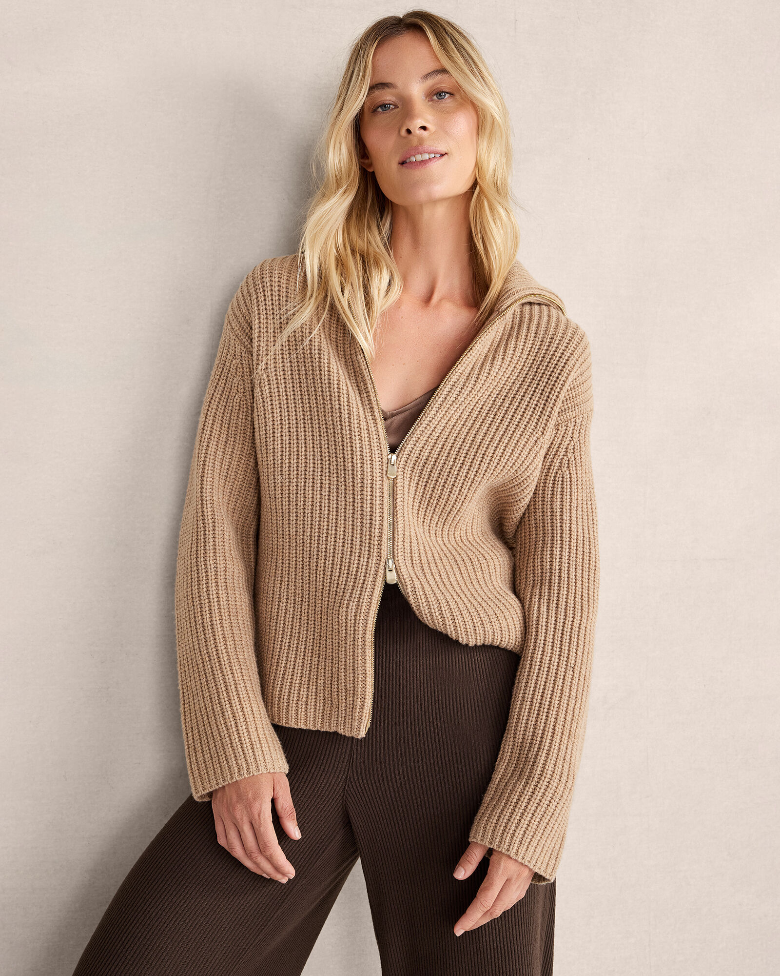 Merino Cashmere Double Zip Cardigan Haven Well Within