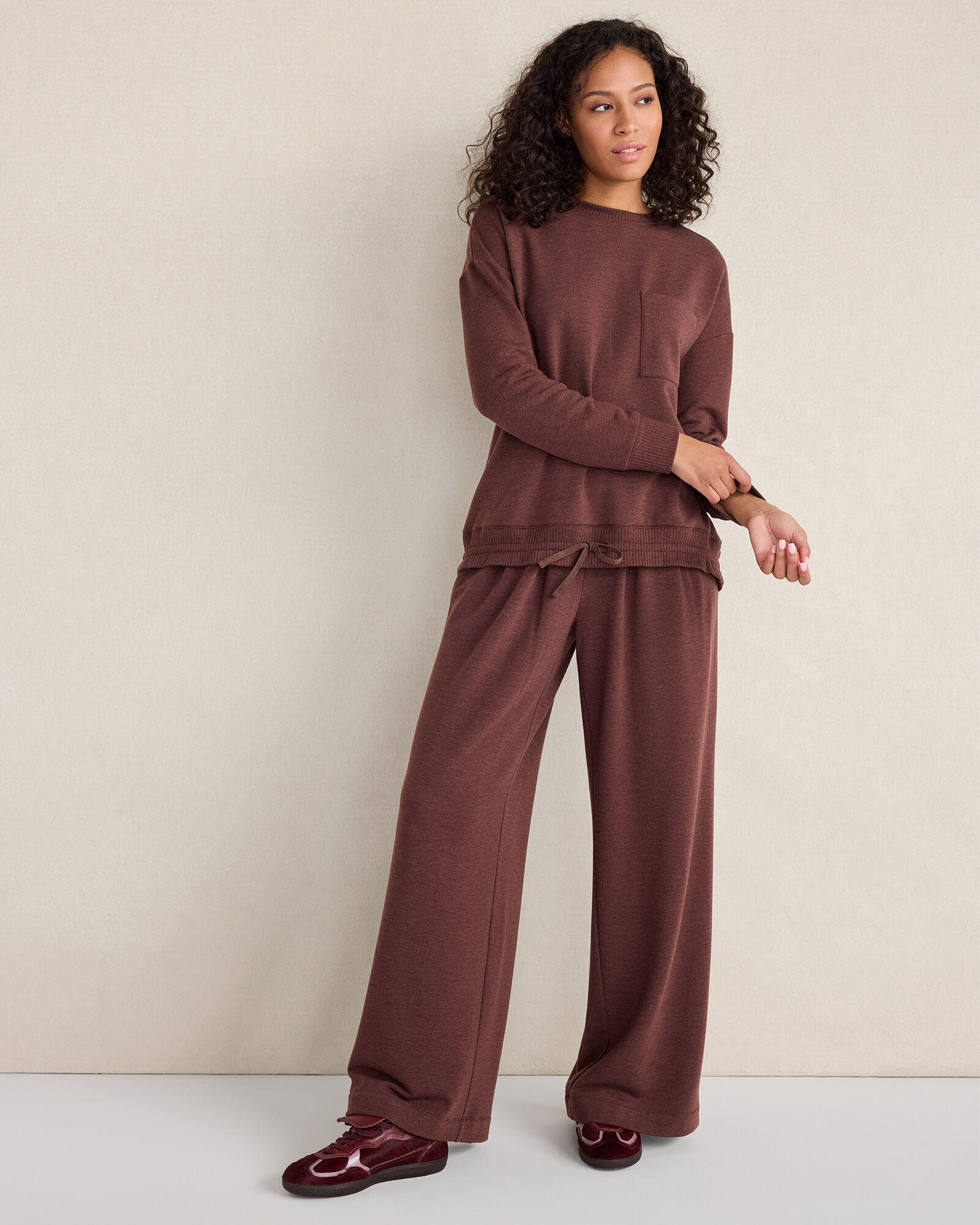 Fleece Pleated Wide Leg Pants
