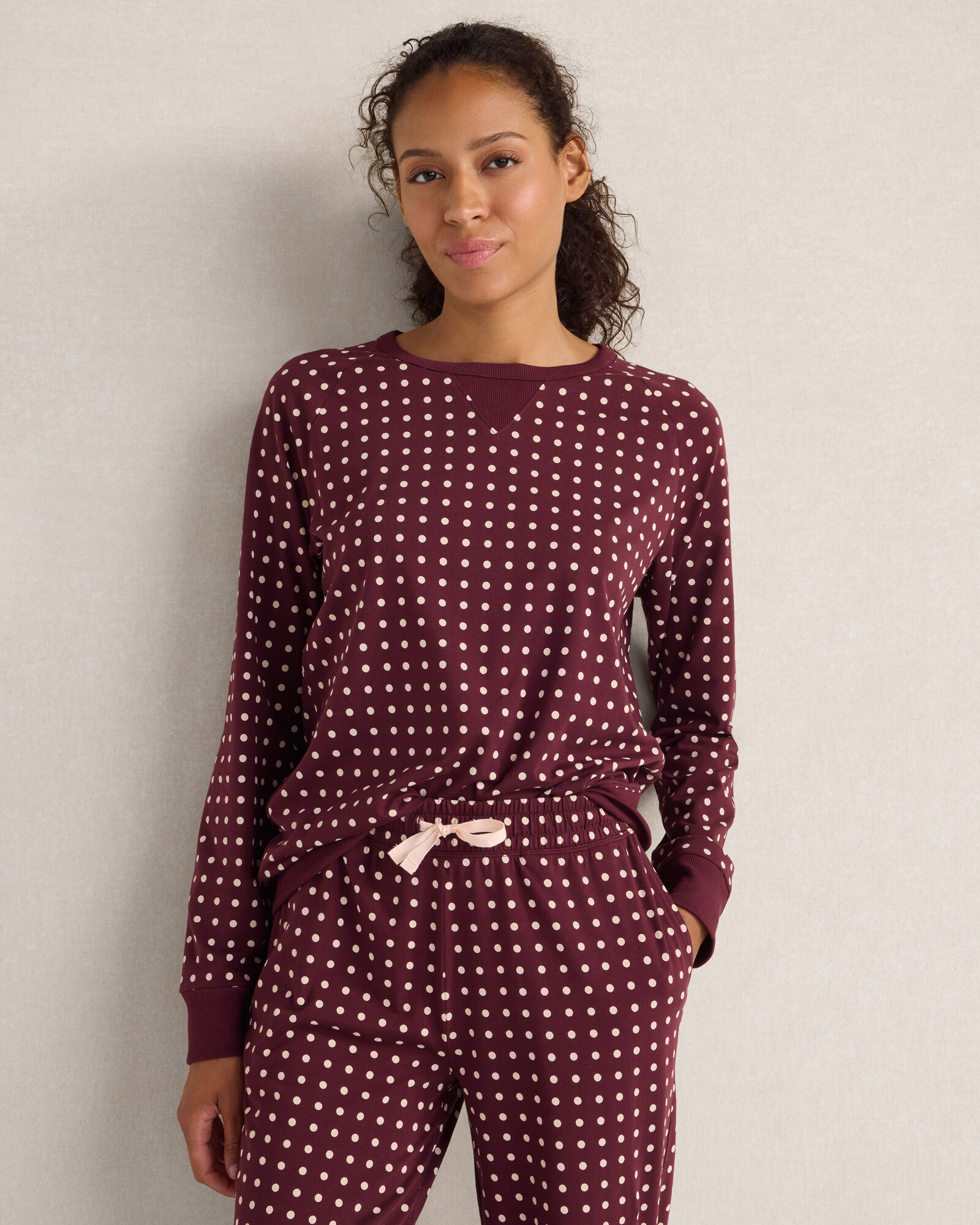 Organic Cotton Jersey Polka Dot Baseball Sleep Tee
