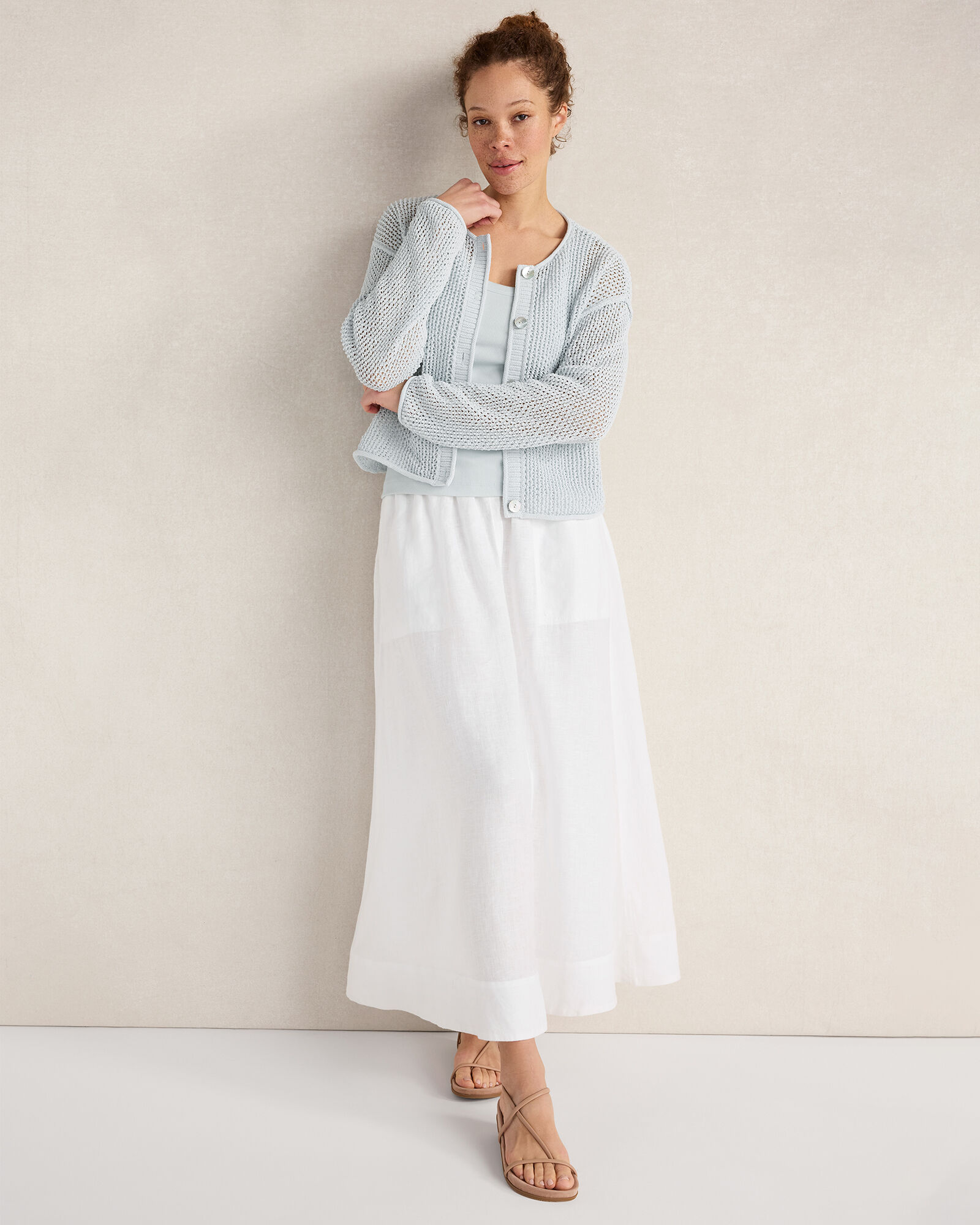 Cotton Blend Open Stitch Cardigan