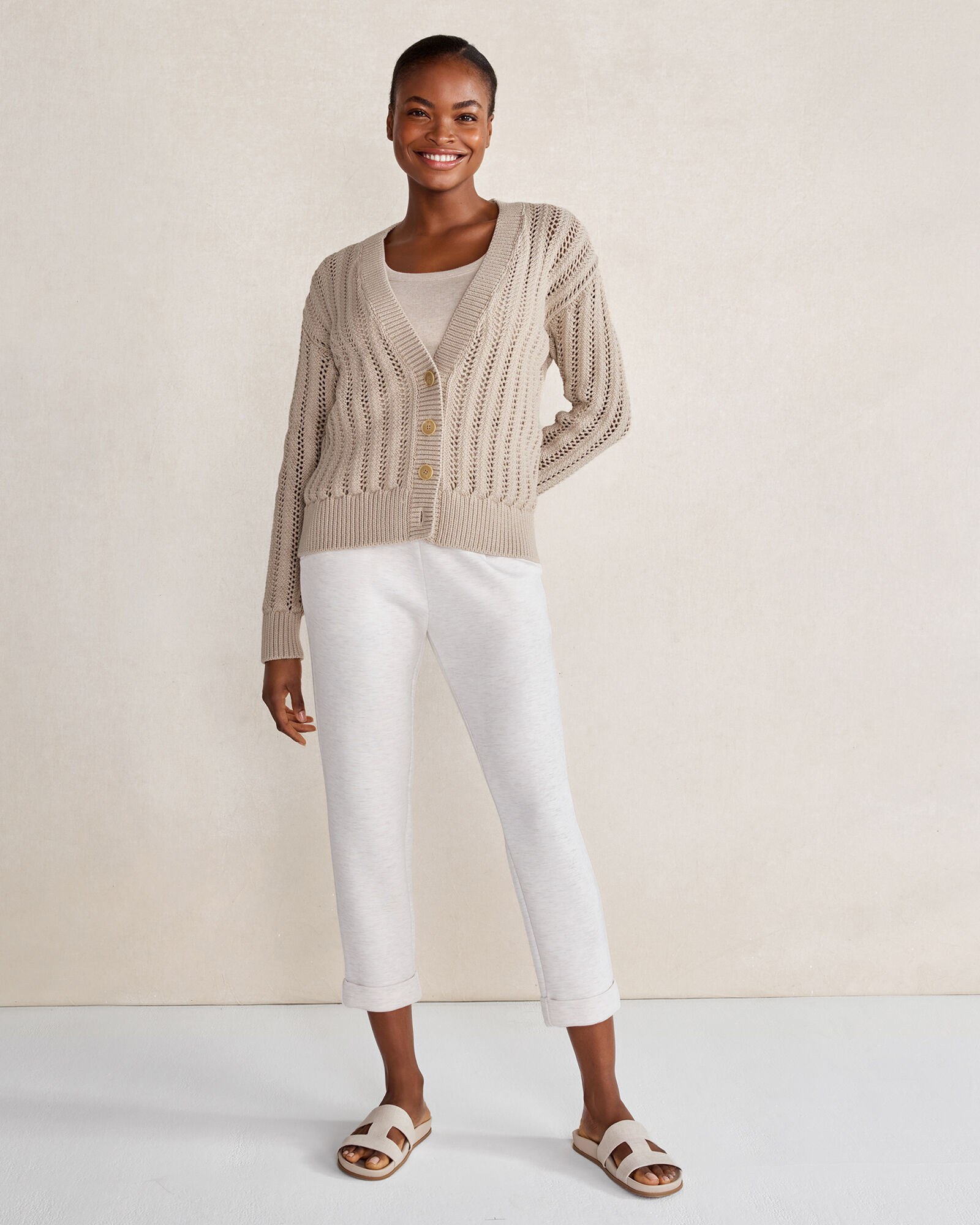 White open deals stitch cardigan