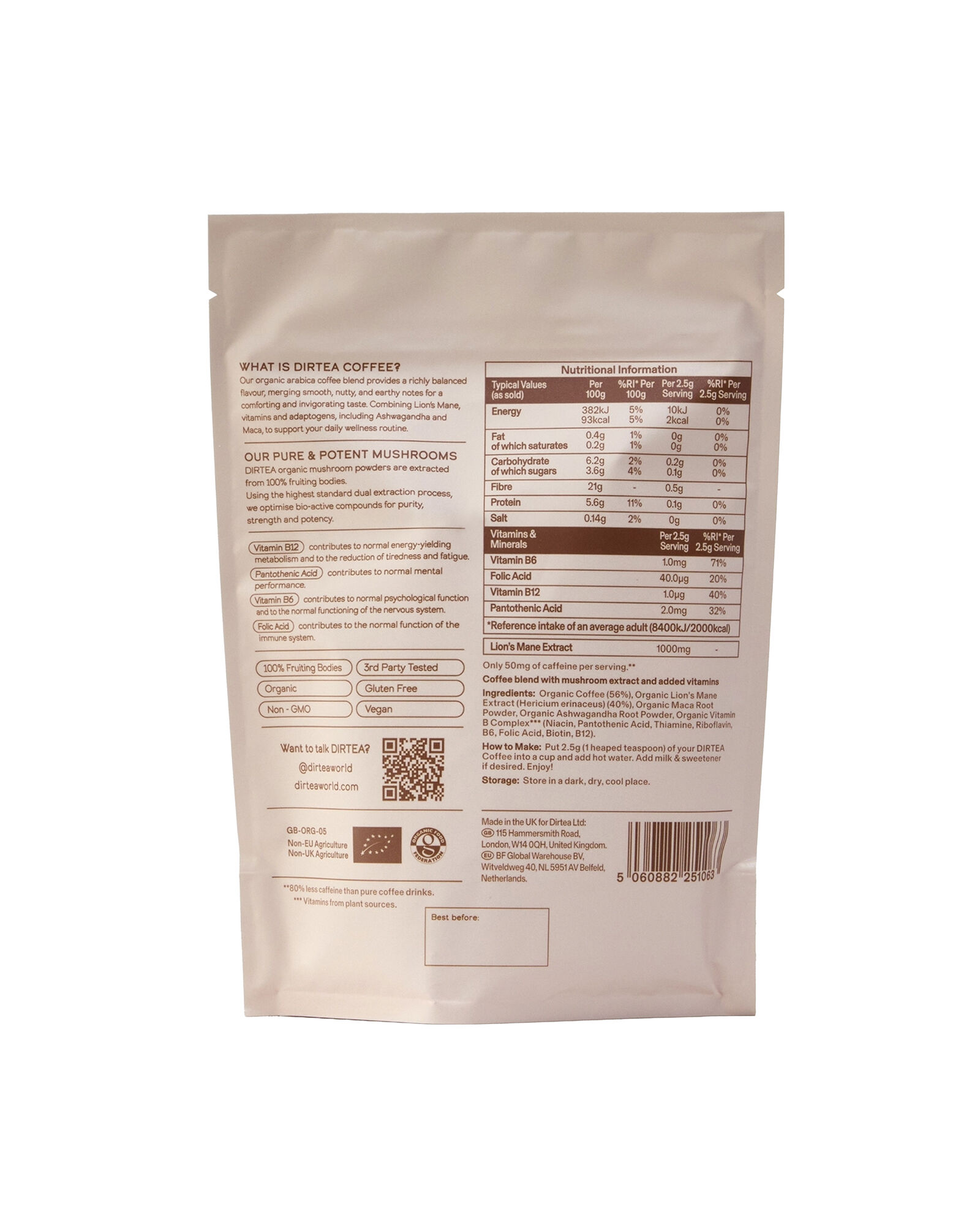 DIRTEA Mushroom Super Blend Coffee