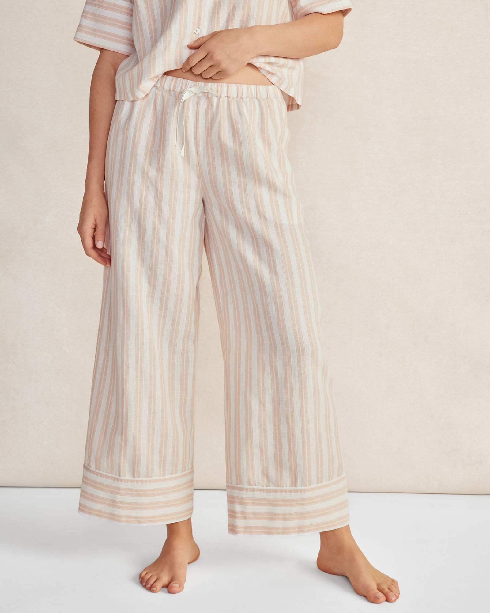 Organic Cotton Linen Striped Pajama Pants Haven Well Within