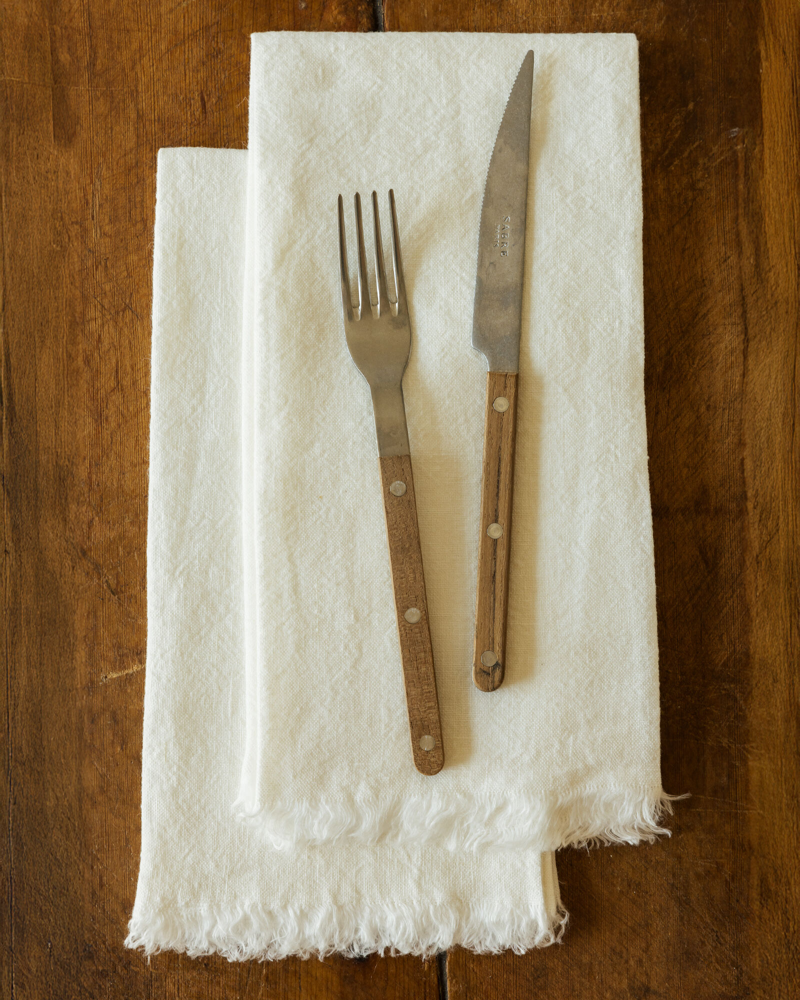 Casa Zuma Frayed Linen Napkin Set