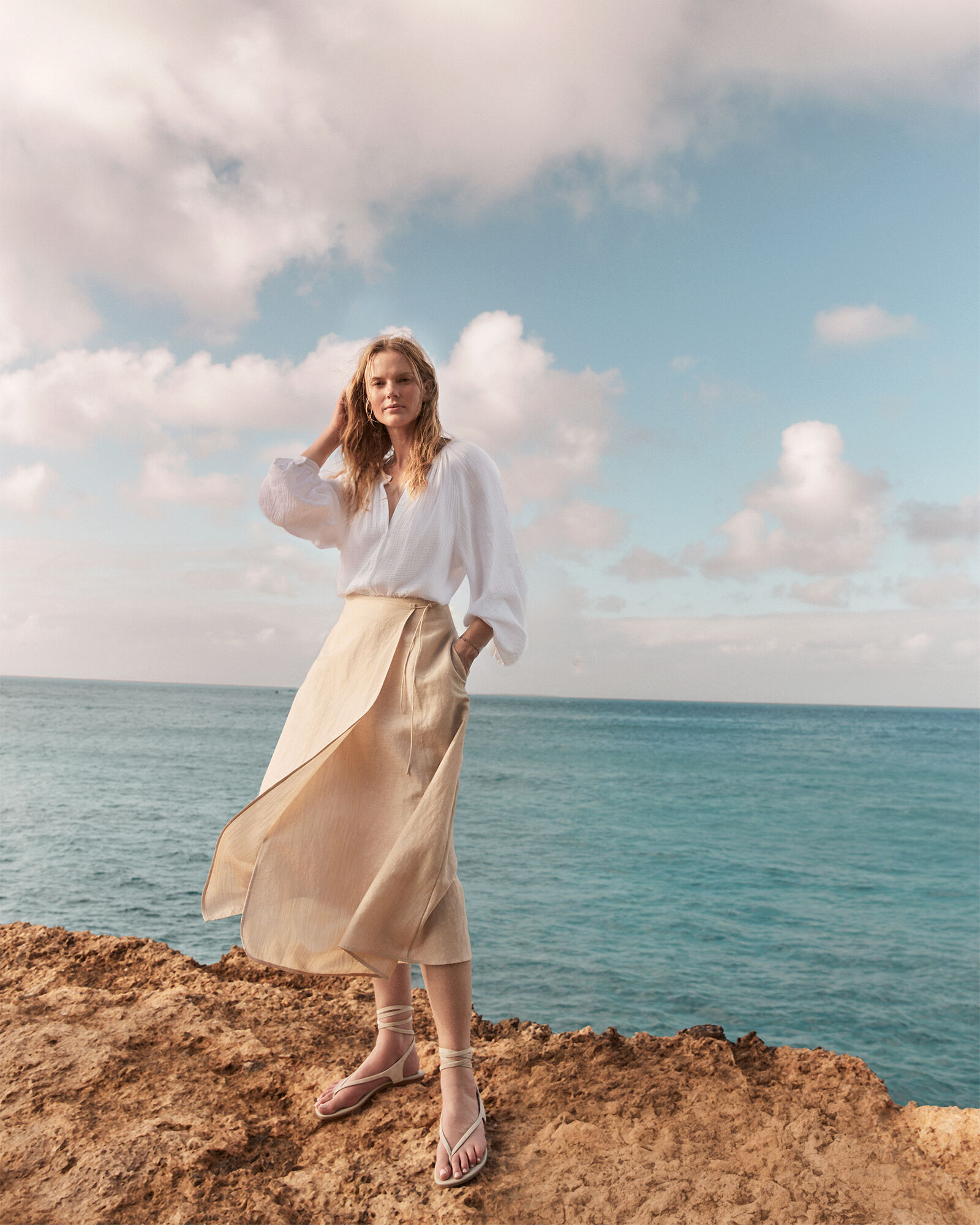 Organic Cotton Linen Wrap Skirt