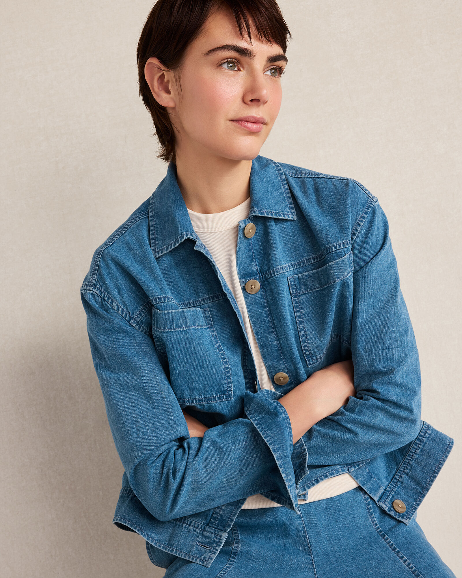 Organic Cotton Denim Boxy Jacket