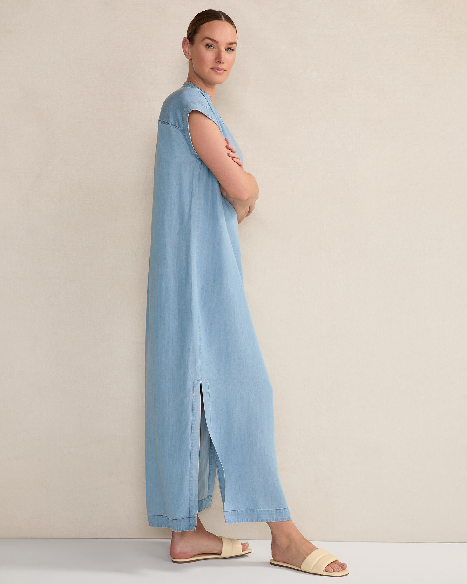 Chambray Short Sleeve Dress