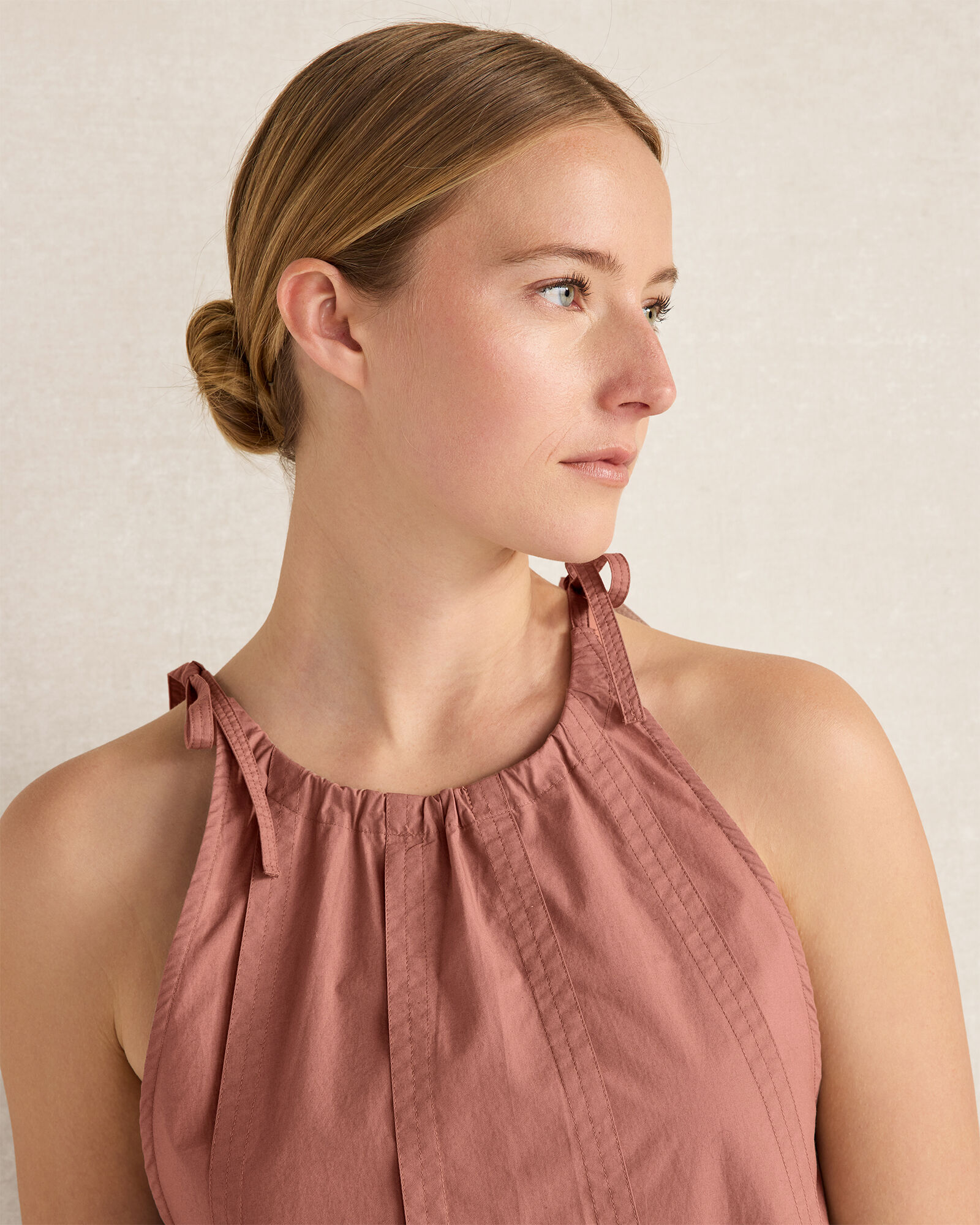 Organic Cotton Poplin High Neck Top