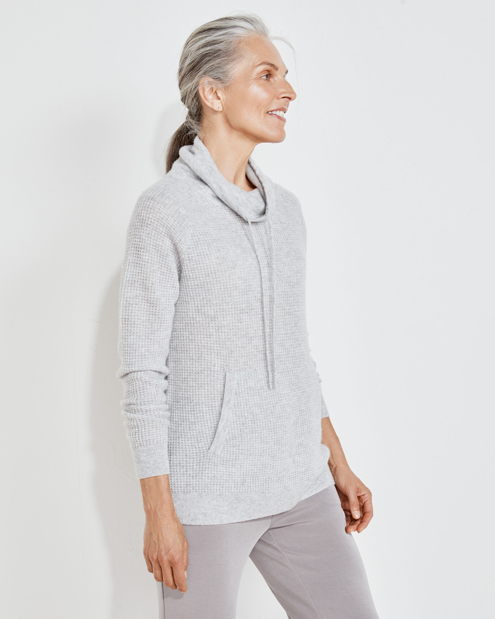 Pure Cashmere Waffle Texture Stitch Sweater