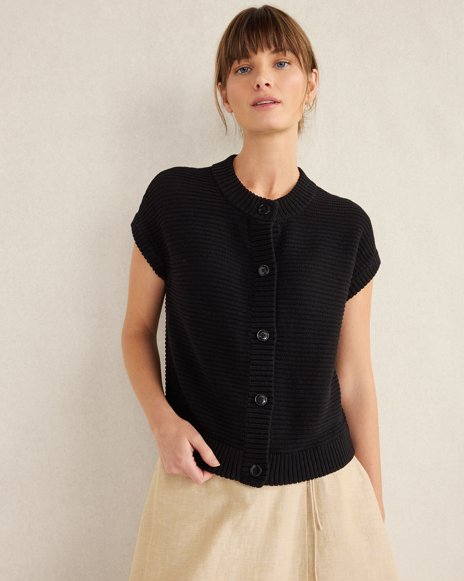 Organic Cotton Linen Short Sleeve Vest