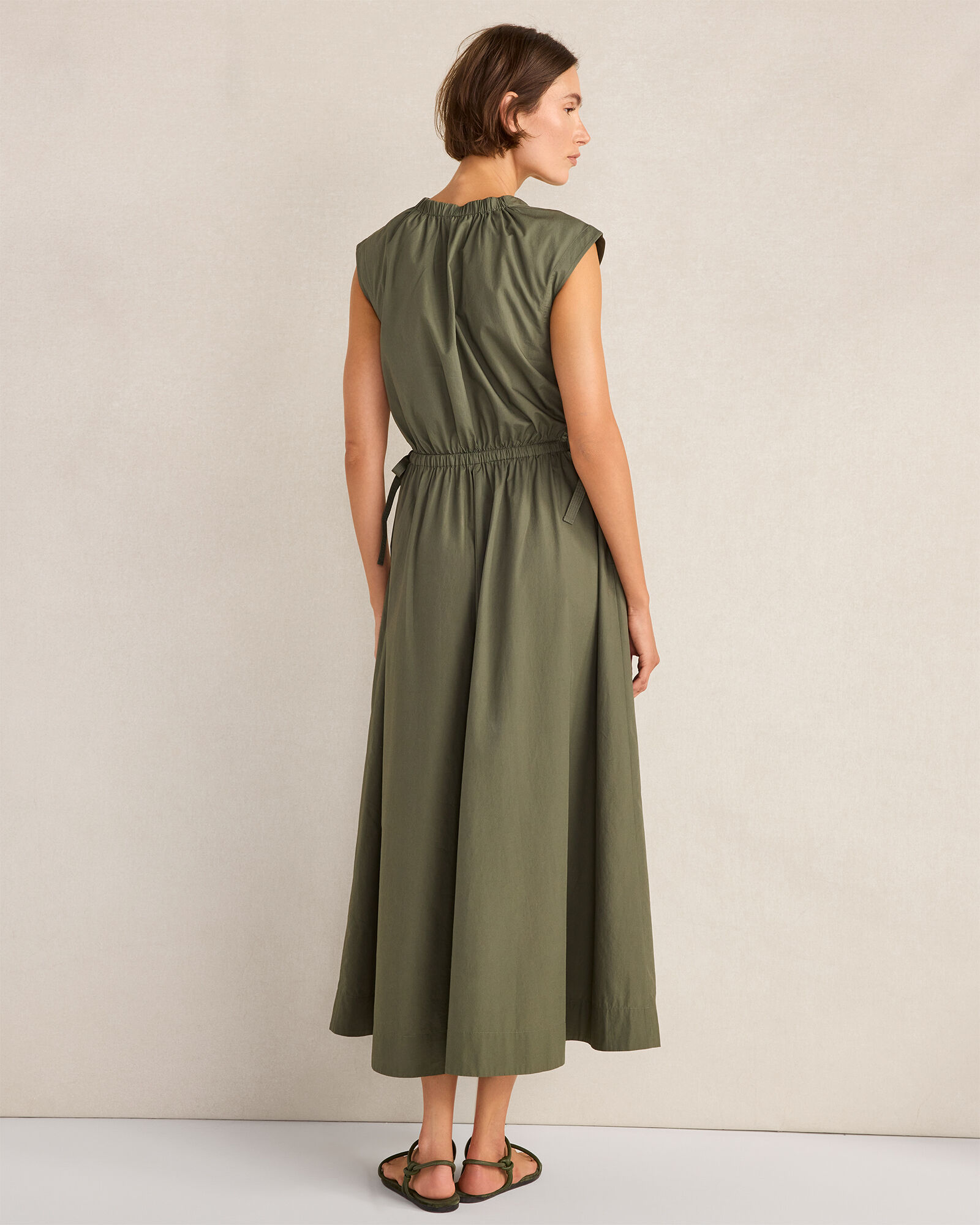 Organic Cotton Poplin Side-Tie Maxi Dress