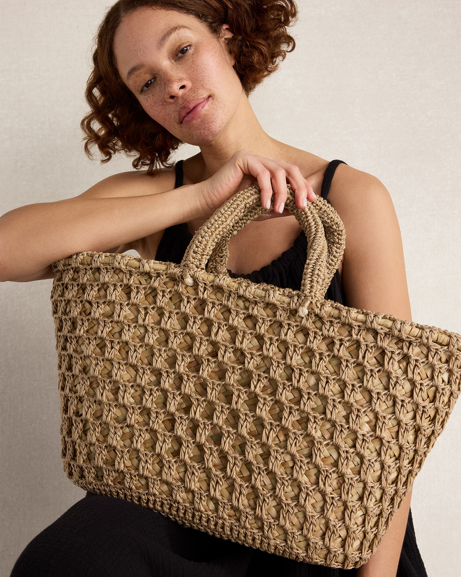 Woven Rope and Straw Tote