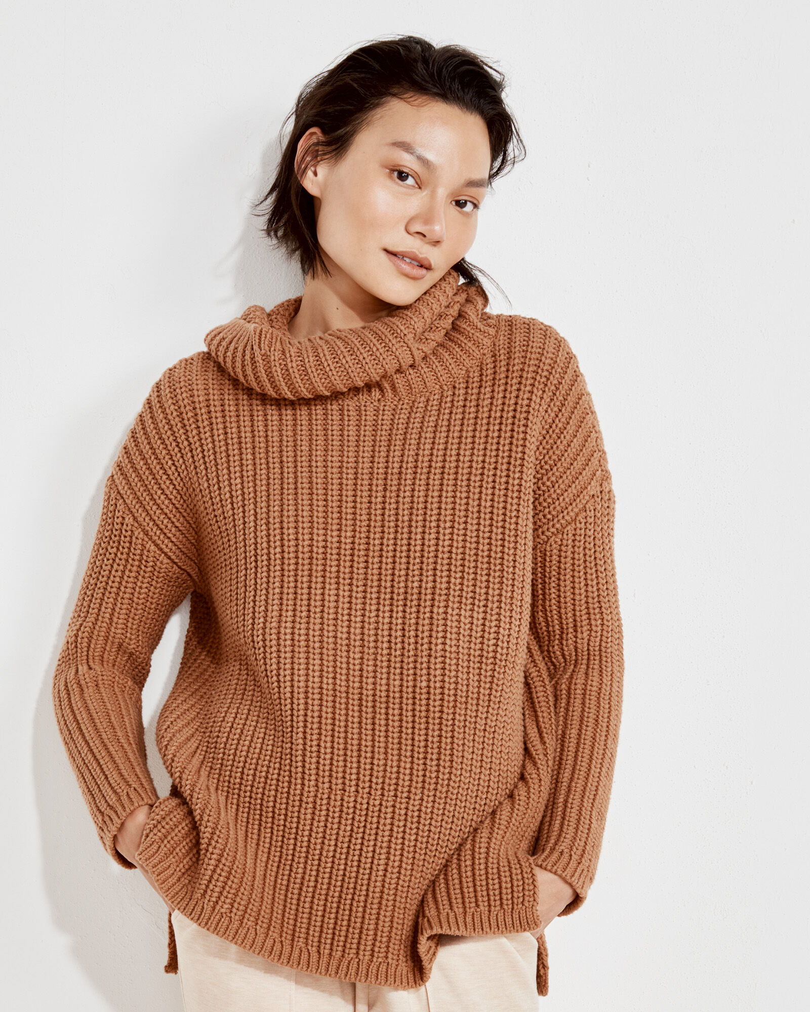 Funnel Neck Cotton Sweater Haven Well Within